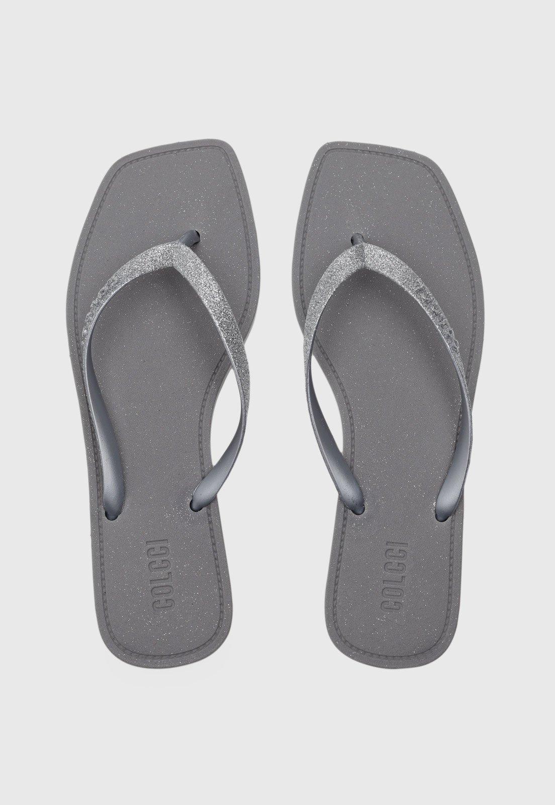 Chinelo Dedo Feminino Colcci Tiras Glitter Cinza