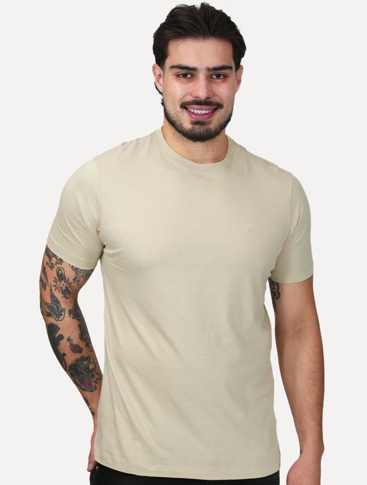 Camiseta Aramis Masculina Basic Lisa Mono Icon Areia