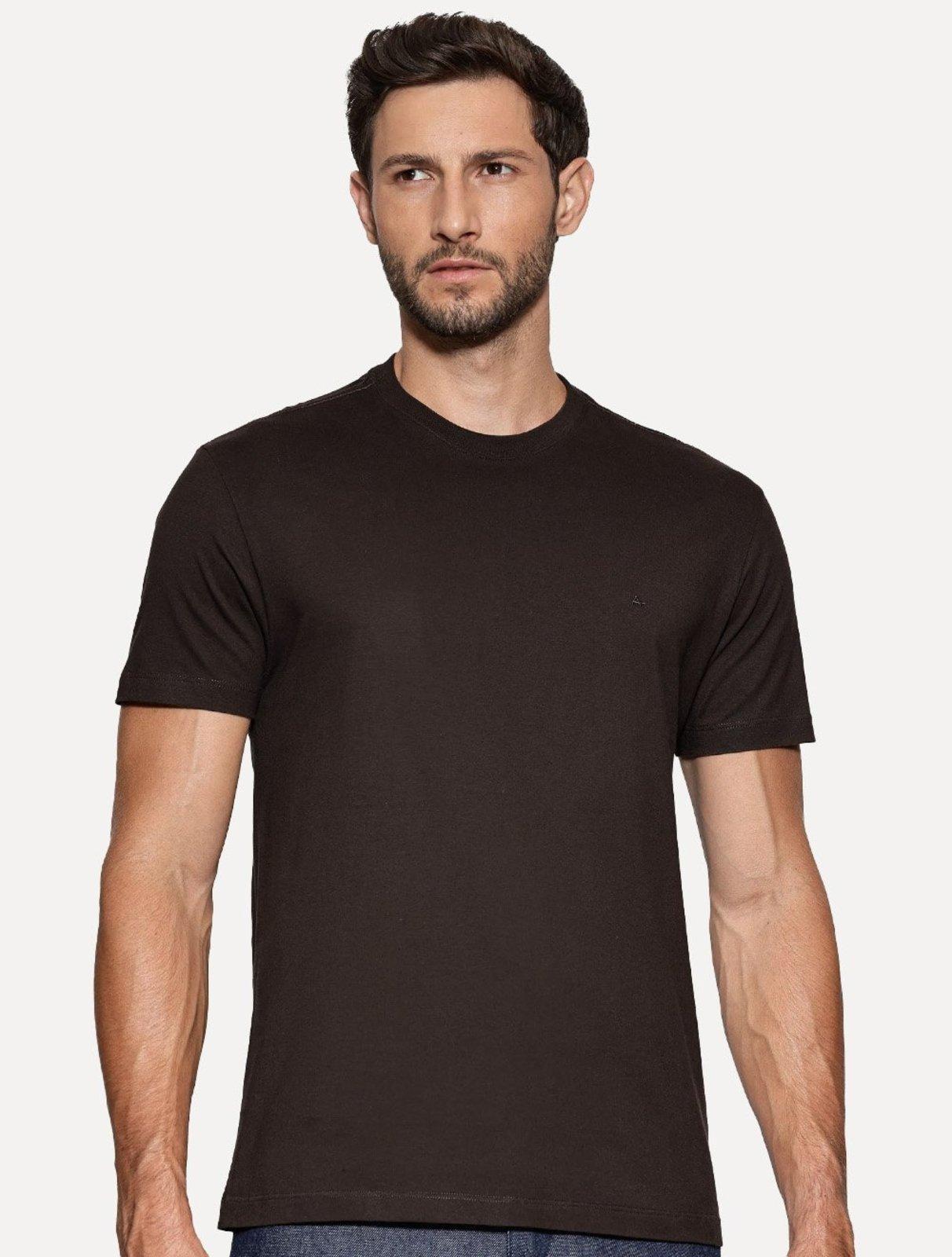 Camiseta Aramis Masculina Basic Lisa Mono Icon Marrom Café