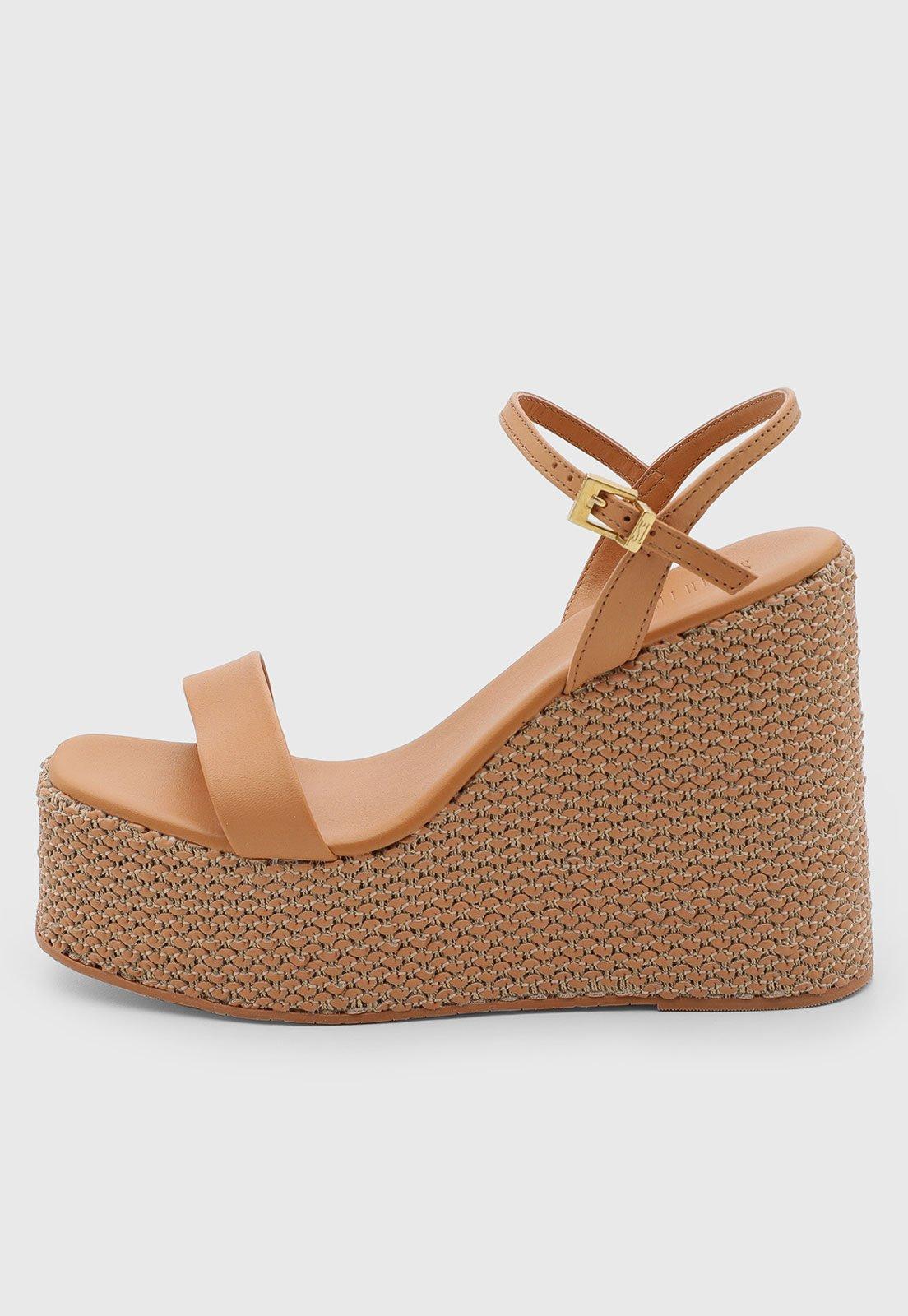 Sandália Feminina Santa Lolla Plataforma Caramelo