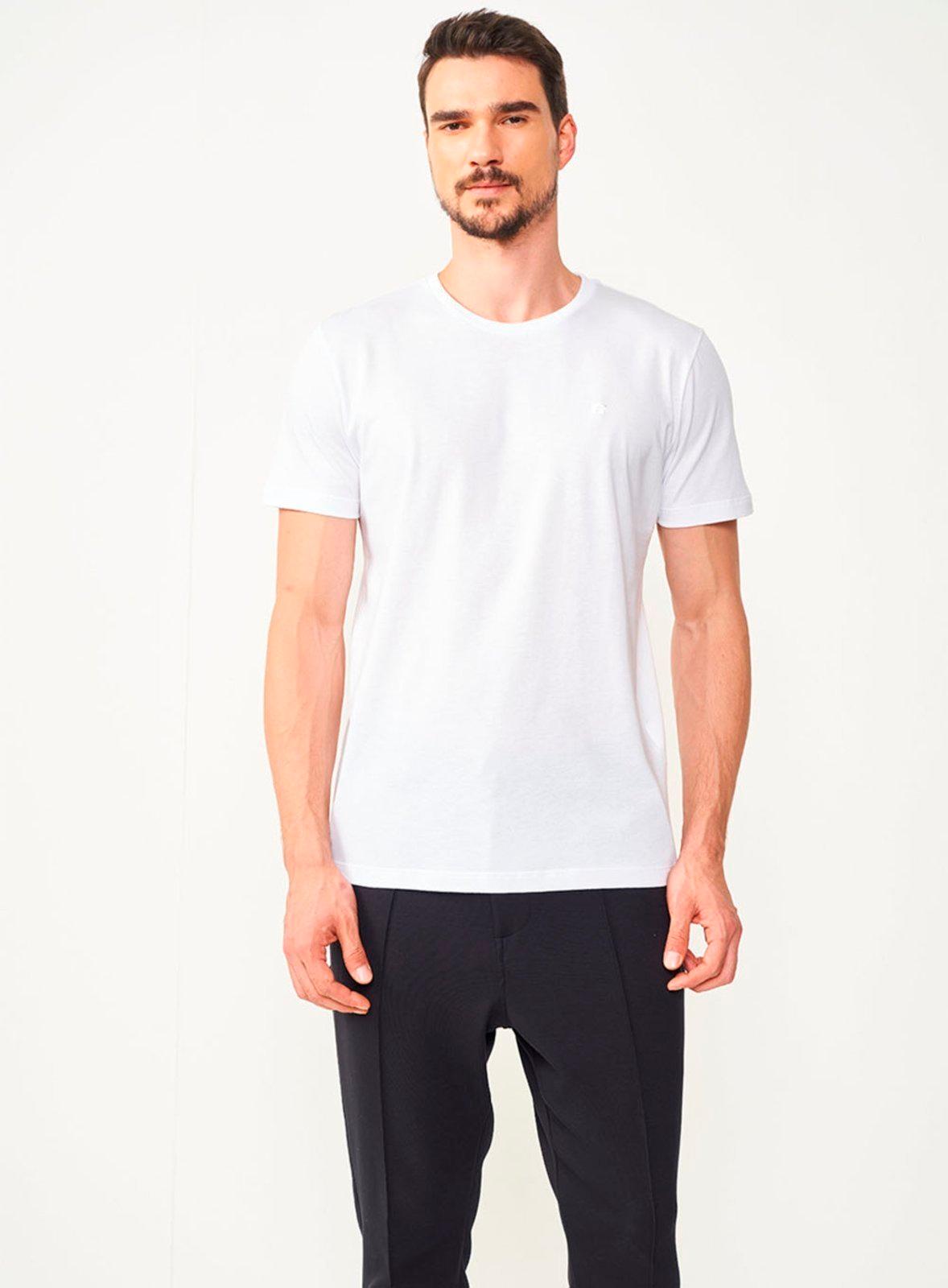 Camiseta Slim Pima Com Bordado Colcci Branco