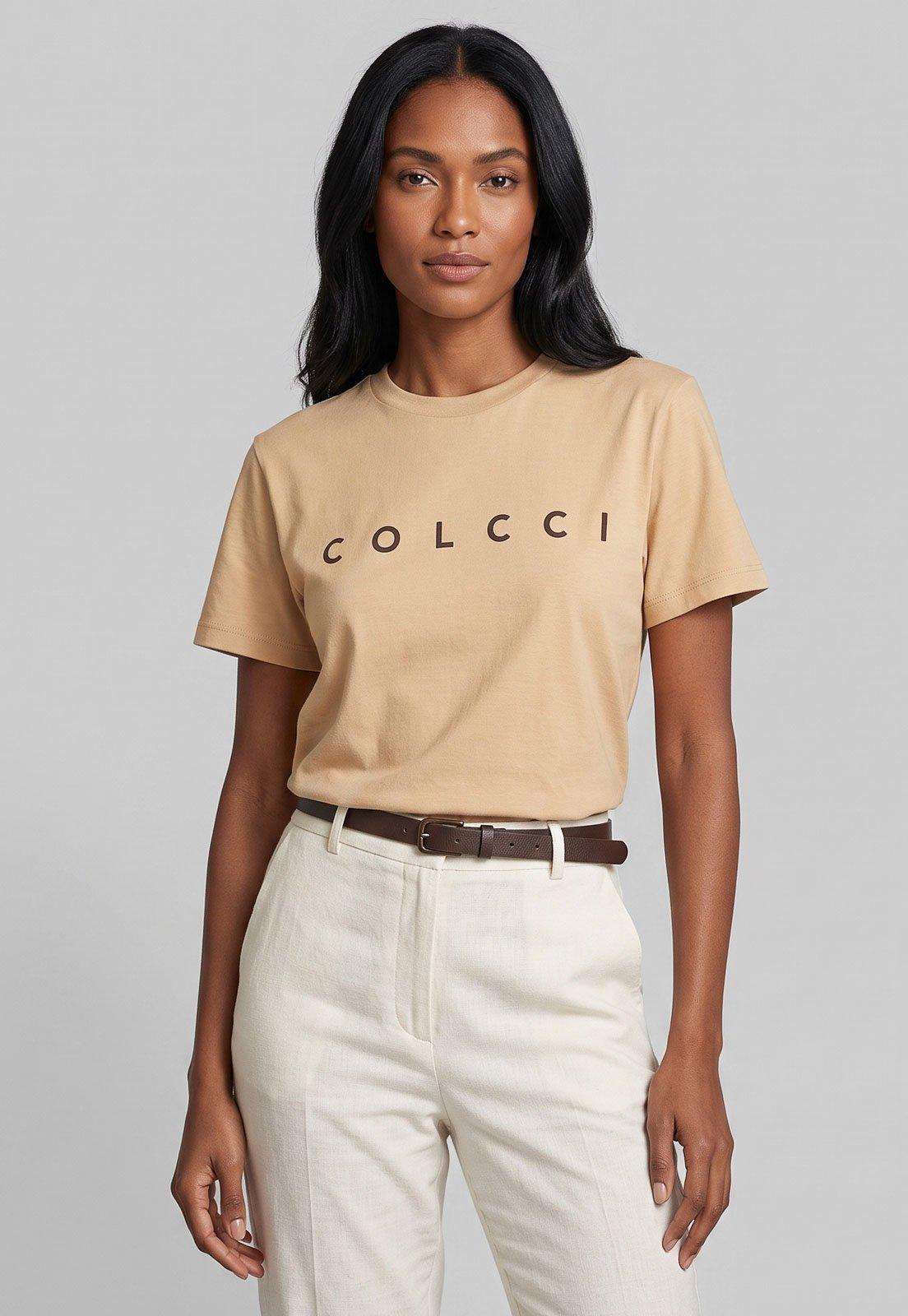 Camiseta Feminina Colcci Estampa Frontal Bege