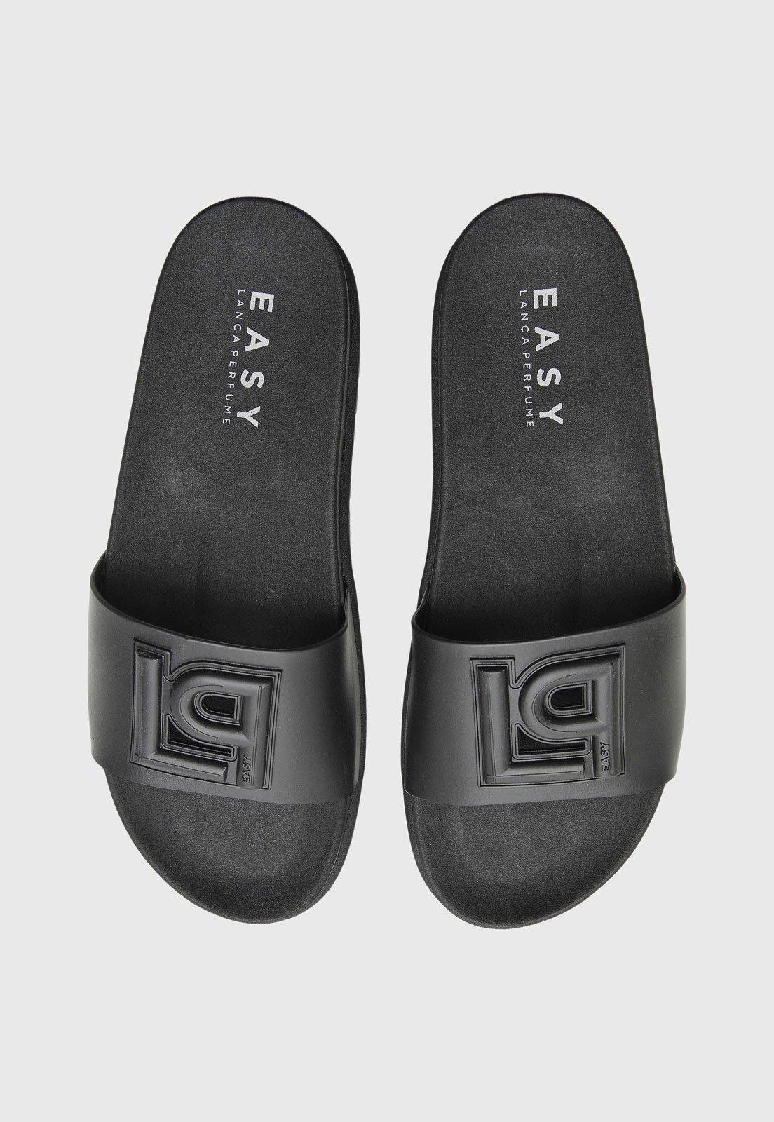Chinelo Slide Feminino Lança Perfume Logo Preto