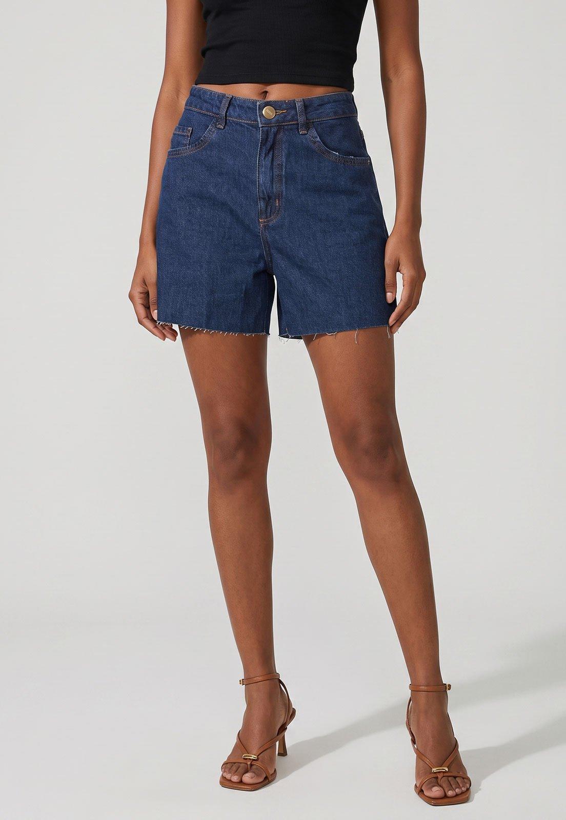 Shorts Feminino Lança Perfume Barra Detroyed Azul
