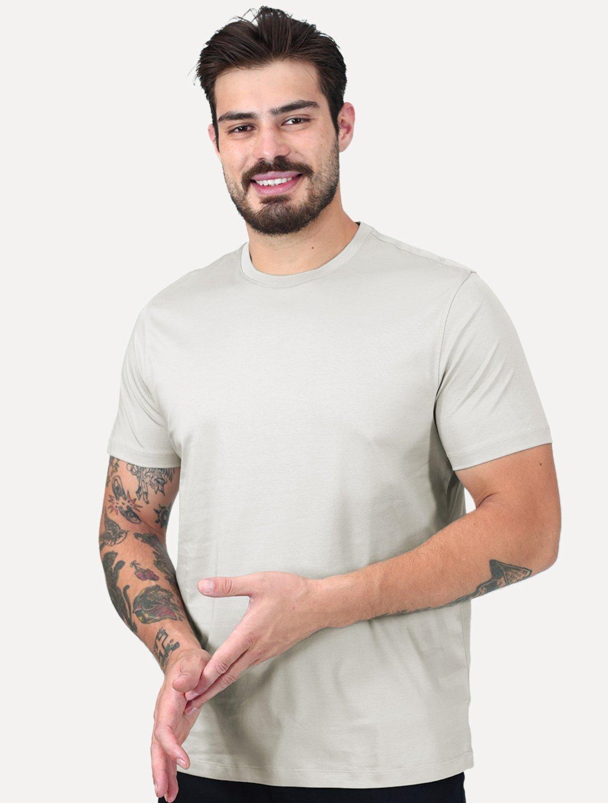 Camiseta Aramis Masculina Basic Silk Blend Modal Cinza Claro