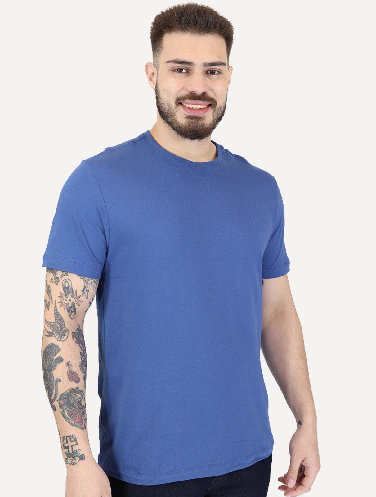 Camiseta Aramis Masculina Basic Lisa Mono Icon Azul Royal