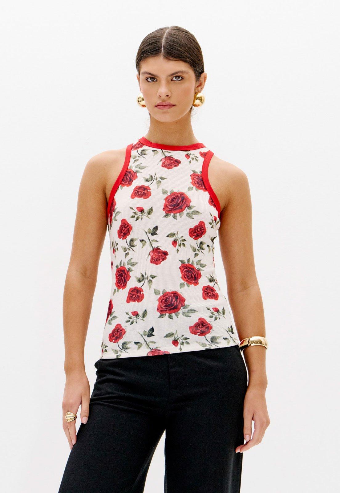 Regata Feminina Lança Perfume Floral Branca