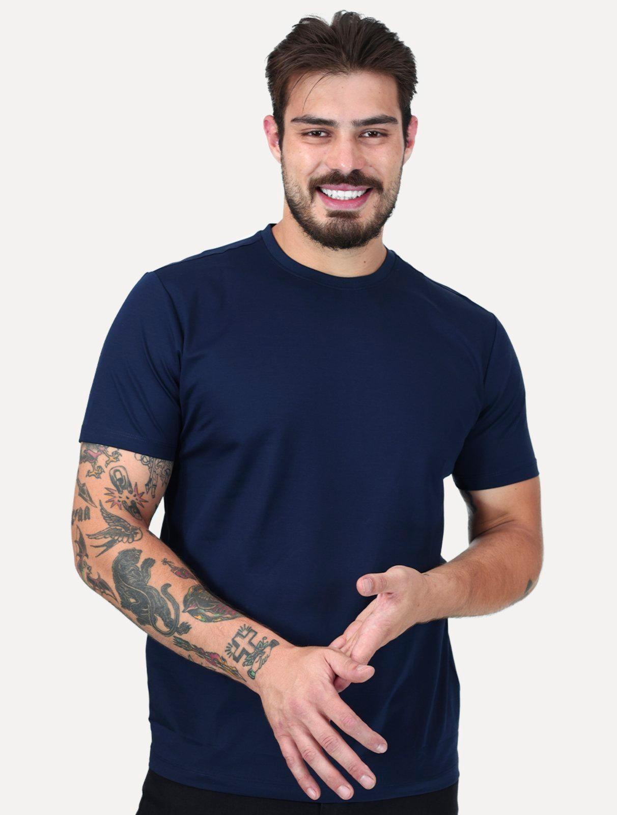 Camiseta Aramis Masculina Mercerizedo Interlock Azul Marinho