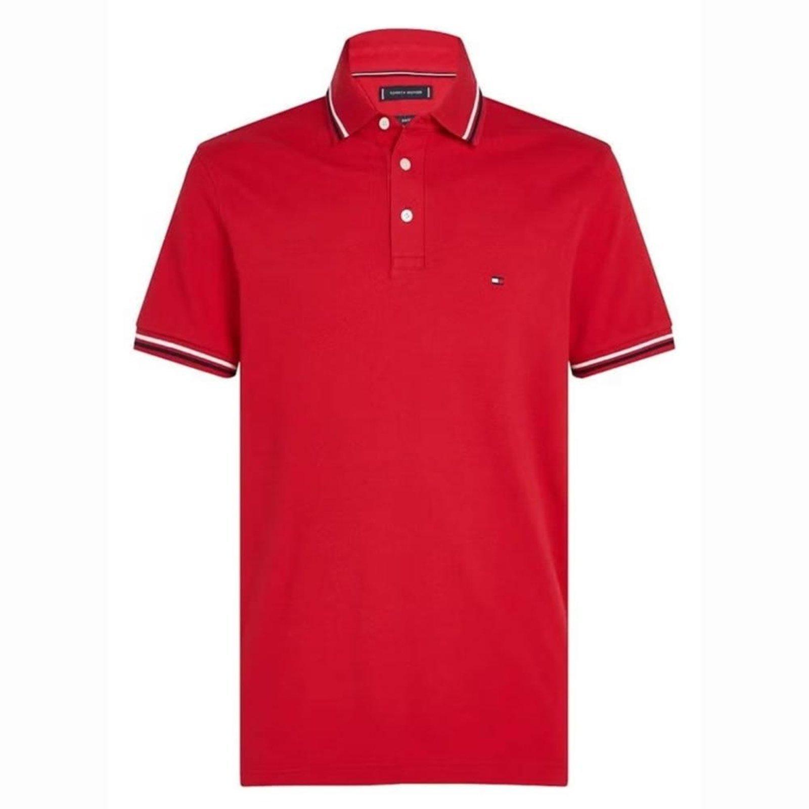Camisa Polo Tommy Hilfiger Tipped Slim Fit Masculina Red
