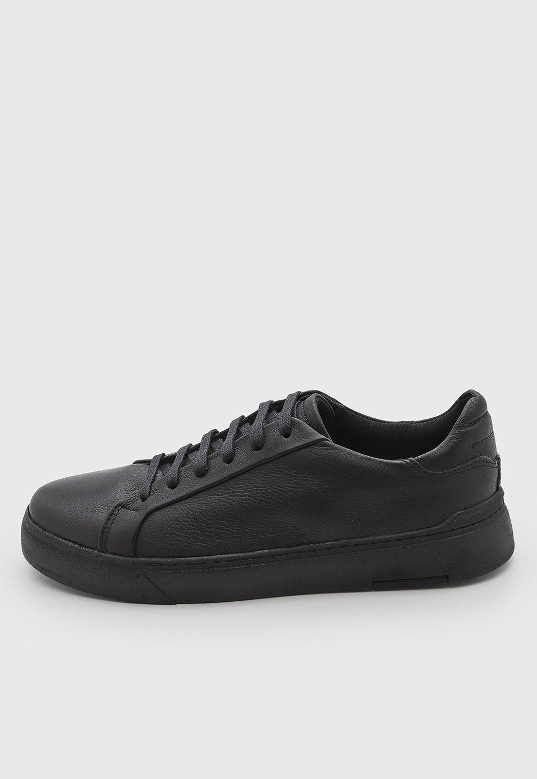 Tênis Masculino John John Court Panamera Couro Preto