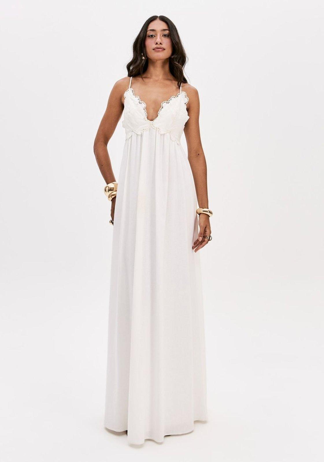 Vestido Super Midi De Alças Com Linho Lança Perfume