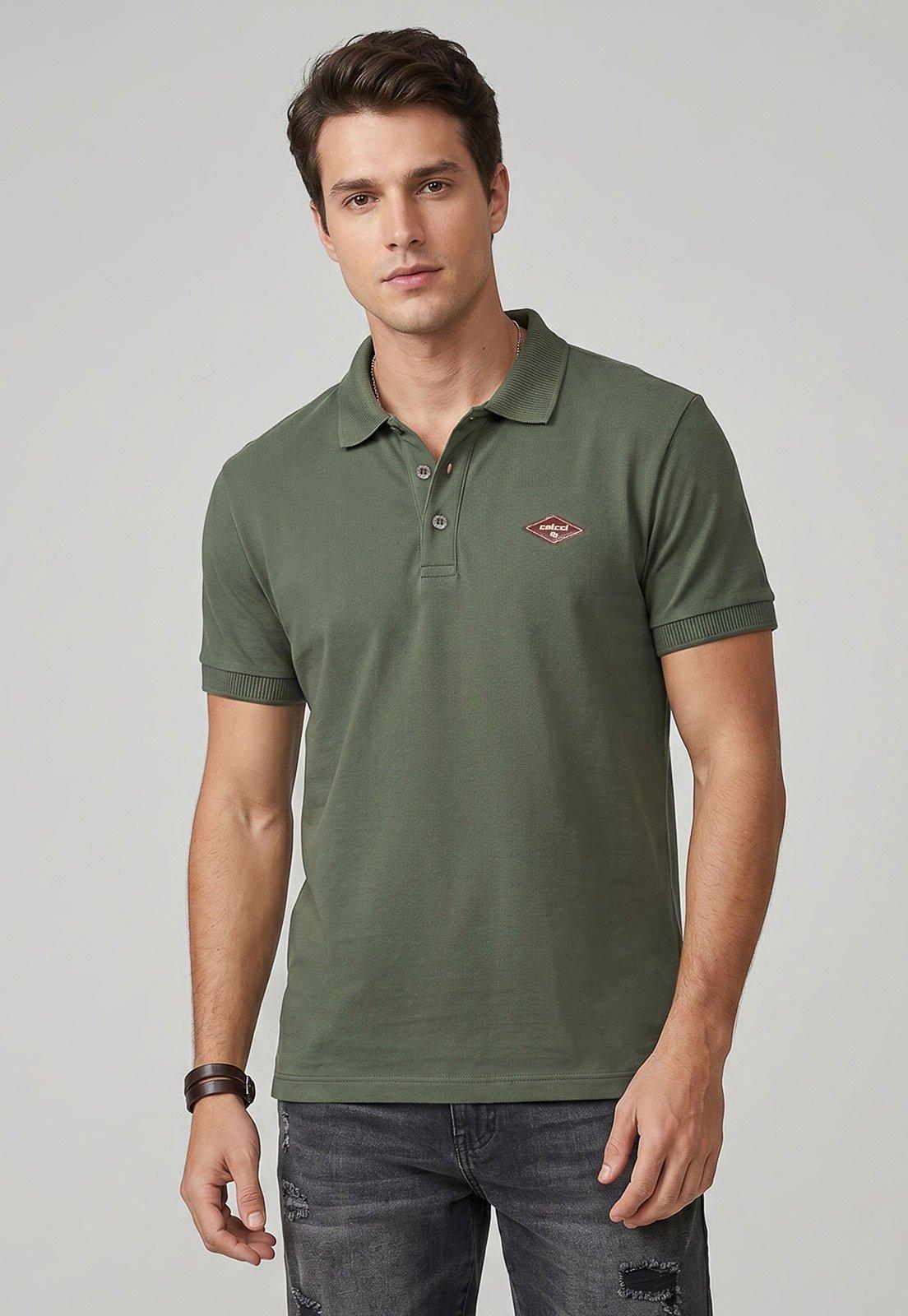 Camiseta Polo Masculina Colcci Clássica Verde