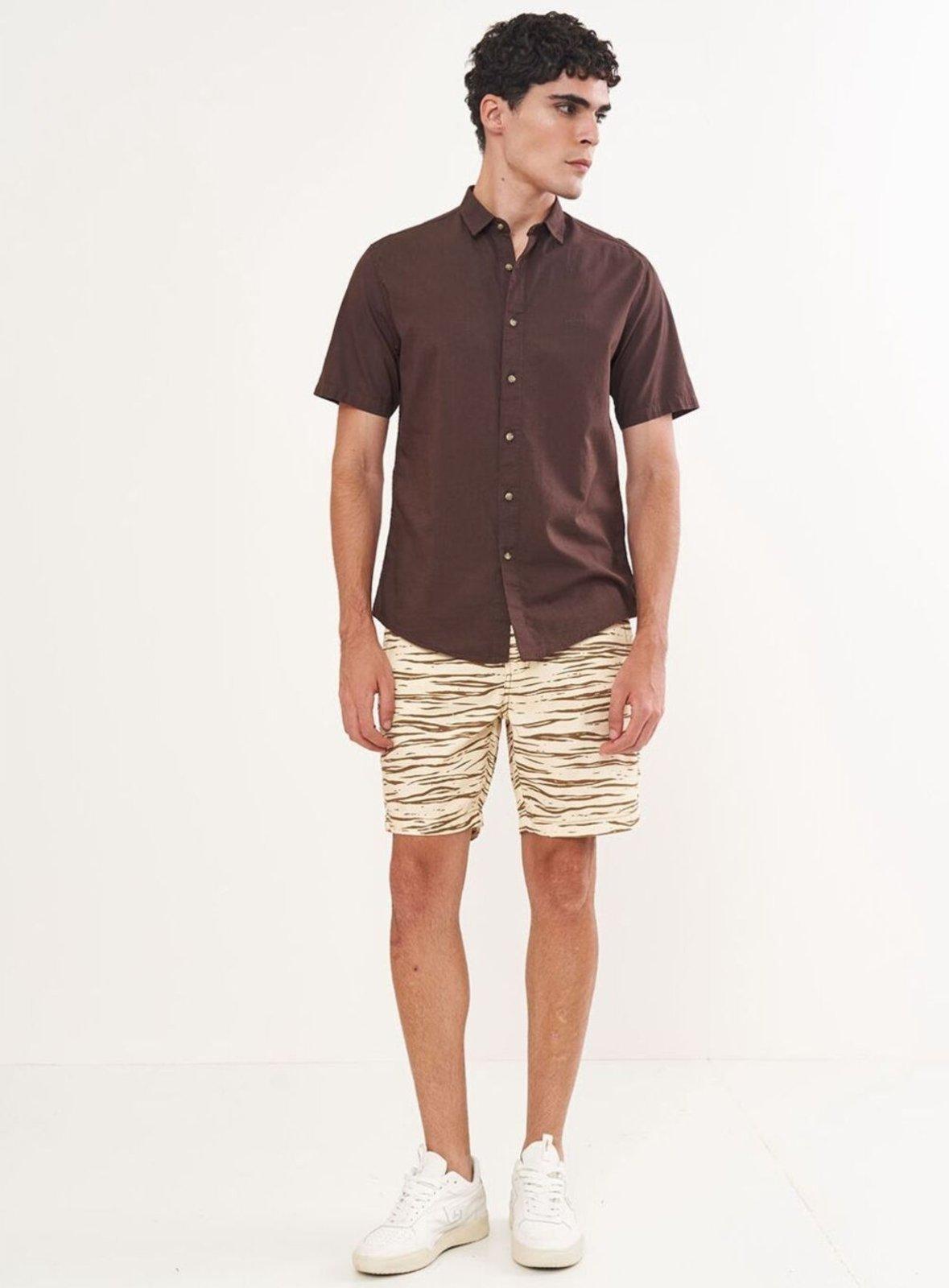 Camisa Relax Manga Curta Com Botões Colcci Marrom Coffee Bean