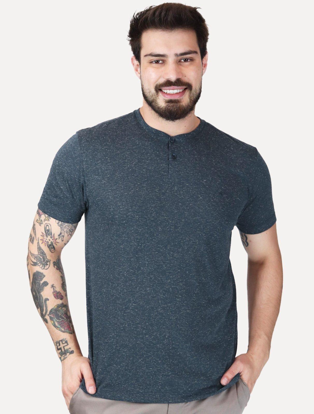 Camiseta Aramis Masculina Regular Moline Gola Portuguesa Azul Marinho
