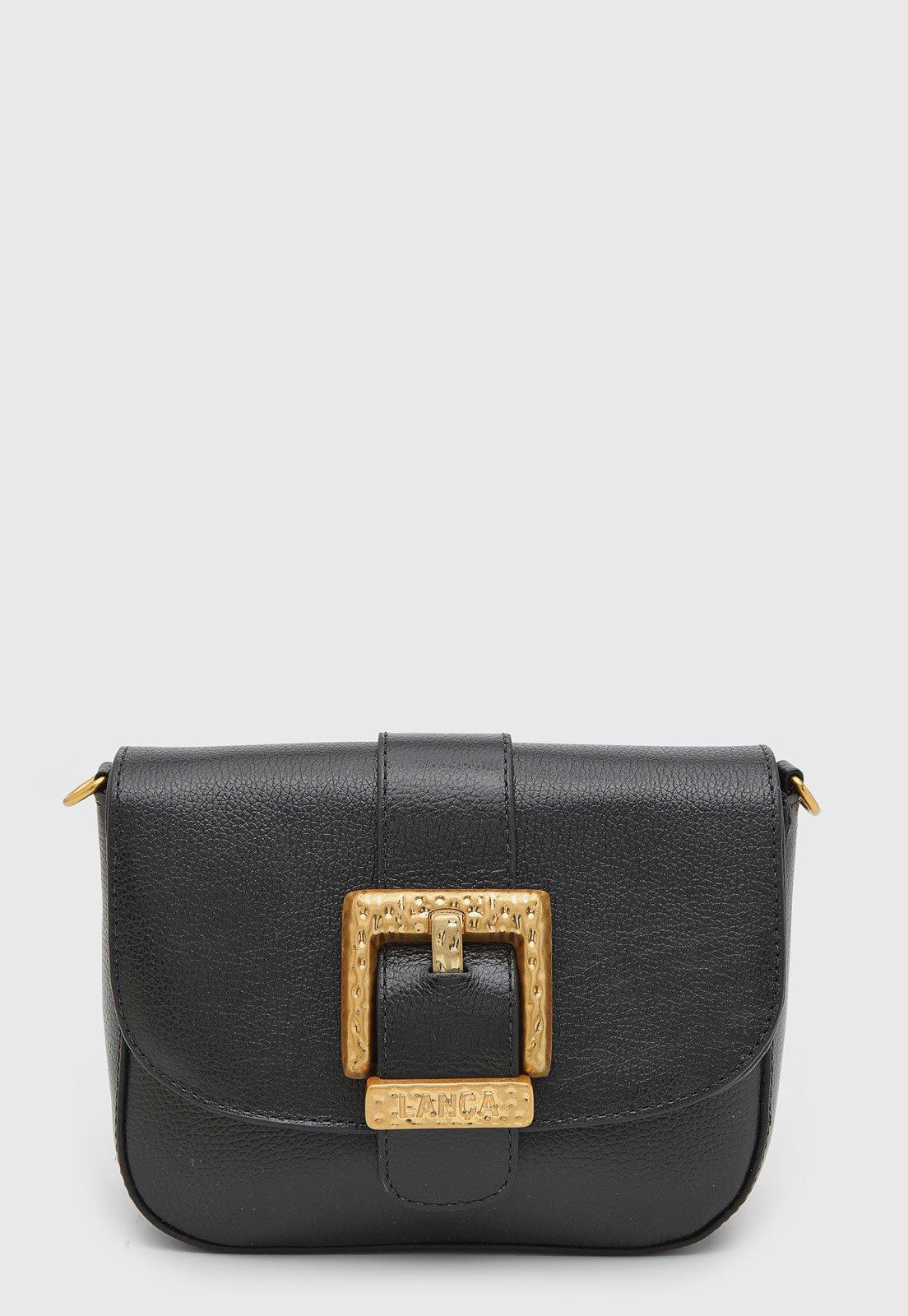 Bolsa Feminina Lança Perfume Couro Fivela Preta