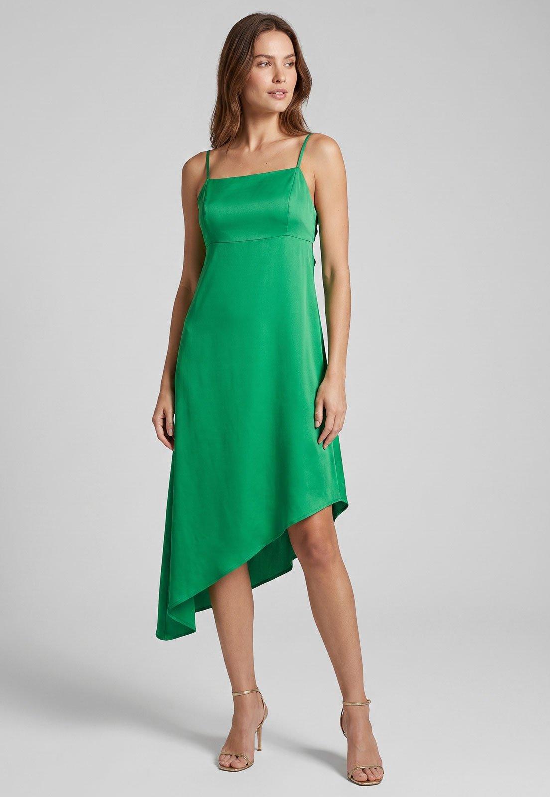 Vestido Colcci Alças Finas Midi Verde