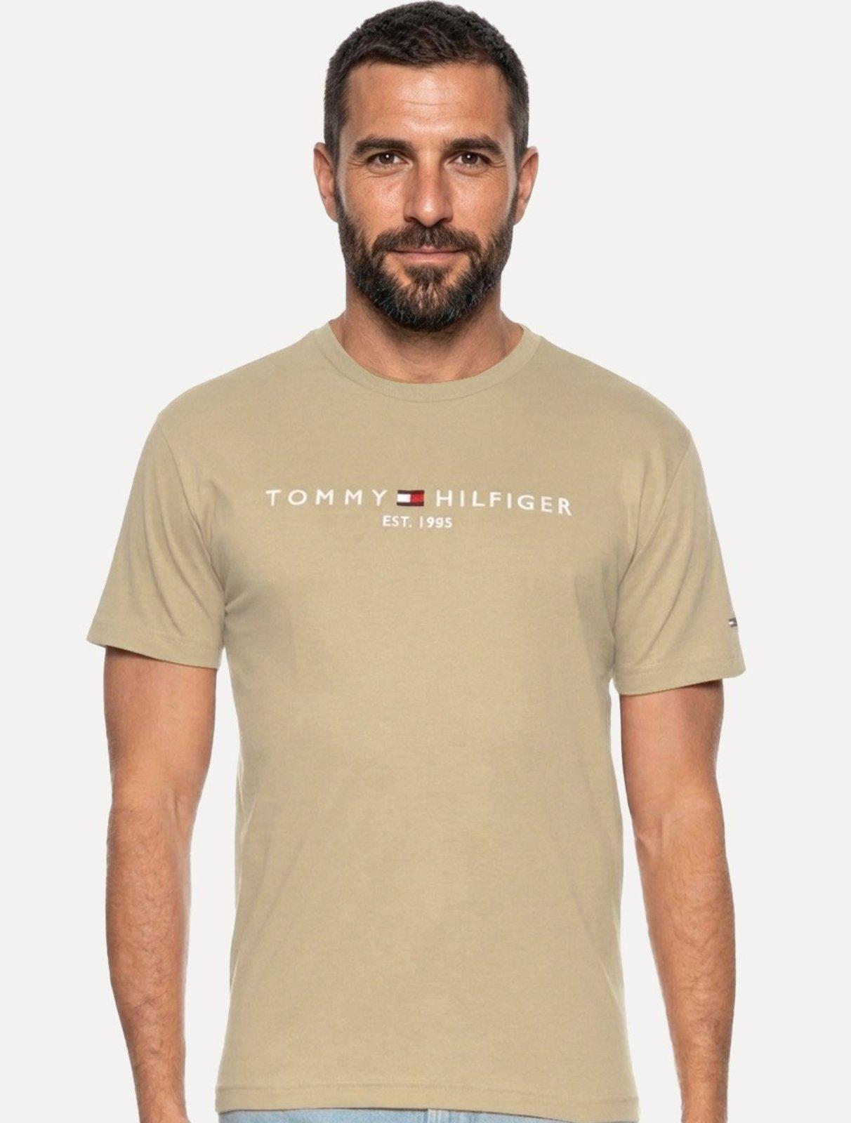 Camiseta Tommy Hilfiger Masculina Core Logo Tee Marrom Claro