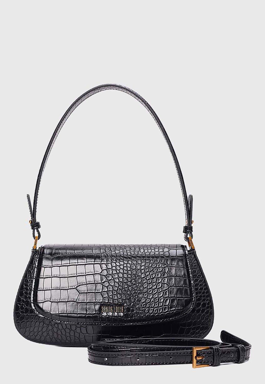 Bolsa Feminina Santa Lolla Estruturada Croco Preta