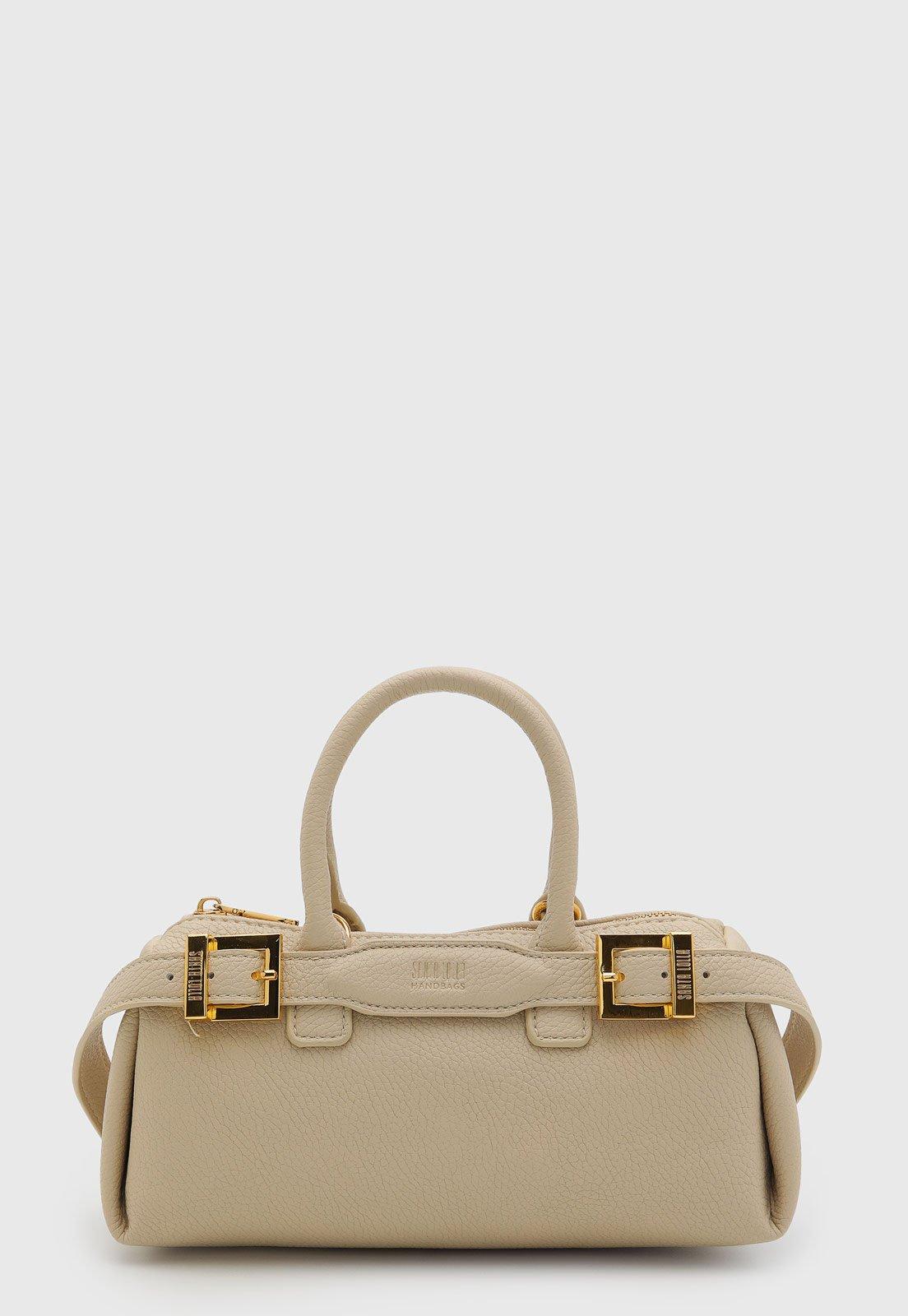 Bolsa Feminina Santa Lolla Fivelas Douradas Bege