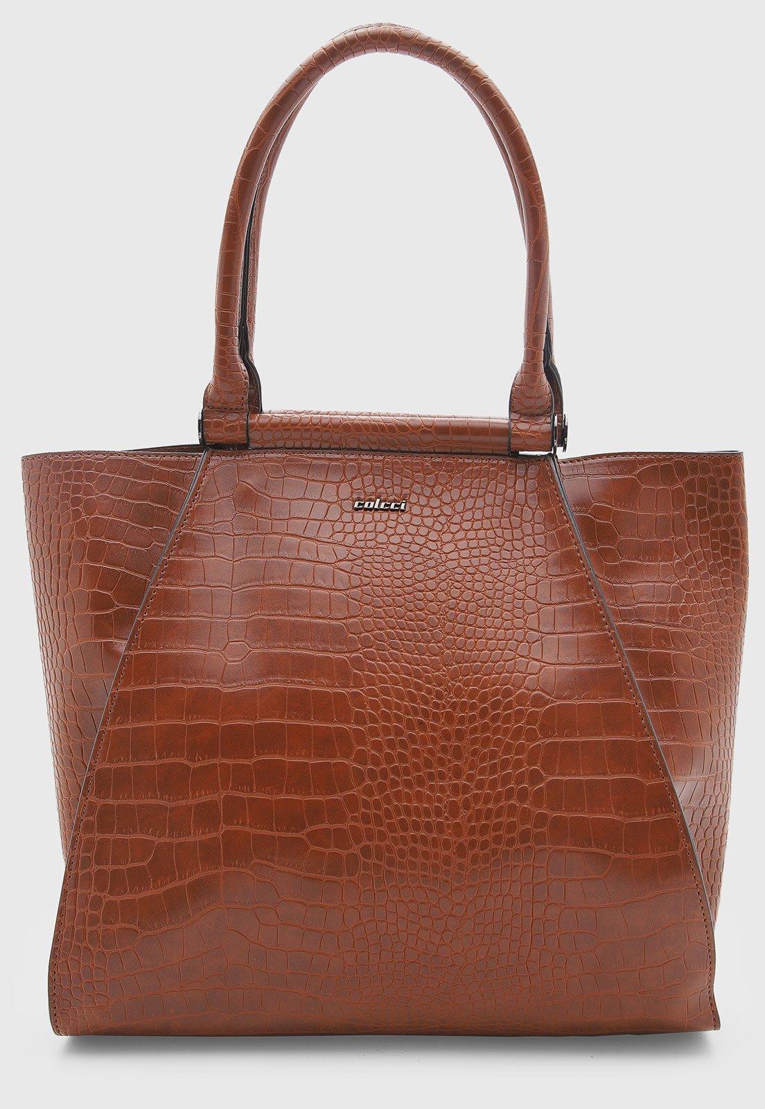 Bolsa Feminina Colcci Grande Croco Marrom