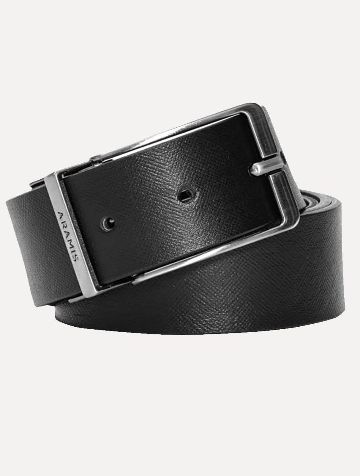 Cinto Aramis Masculino Dupla Face Saffiano Sun Café / Preto