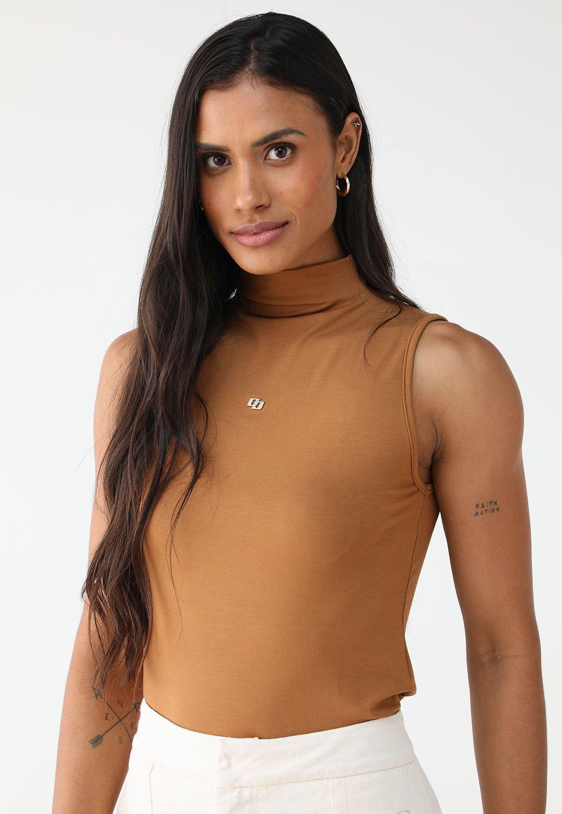 Blusa Colcci Ajustada Logo Caramelo