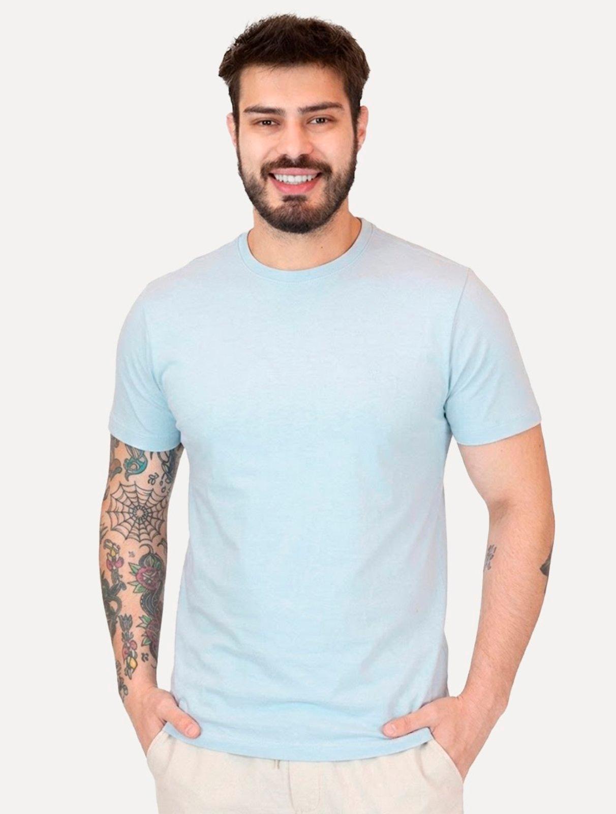 Camiseta Aramis Masculina Basic Lisa Mono Icon Azul Claro