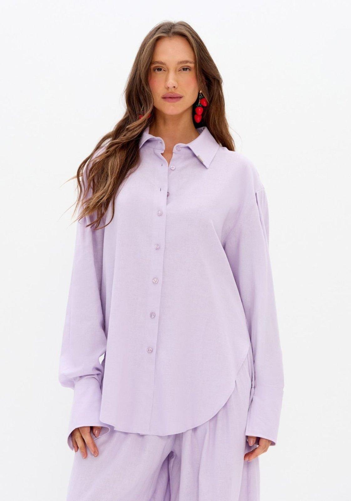 Camisa Alongada Com Linho Lança Perfume