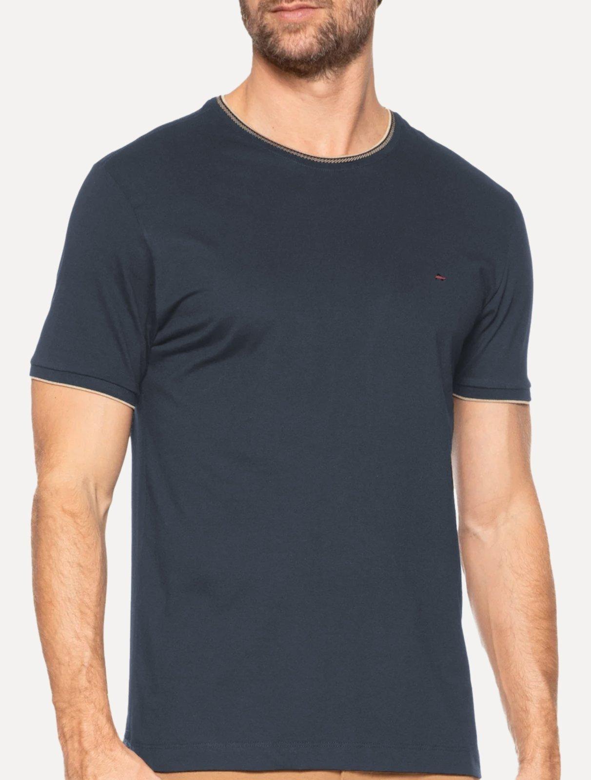 Camiseta Aramis Masculina Gold Friso Gola Azul Marinho