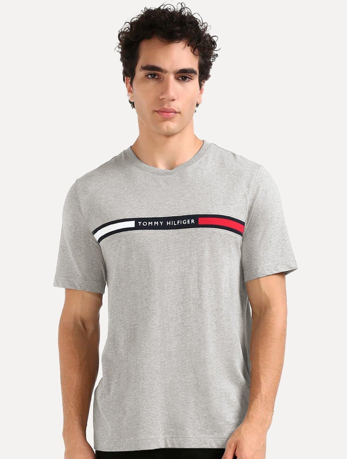 Camiseta Tommy Hilfiger Masculina Chest Insert Logo Cinza Mescla