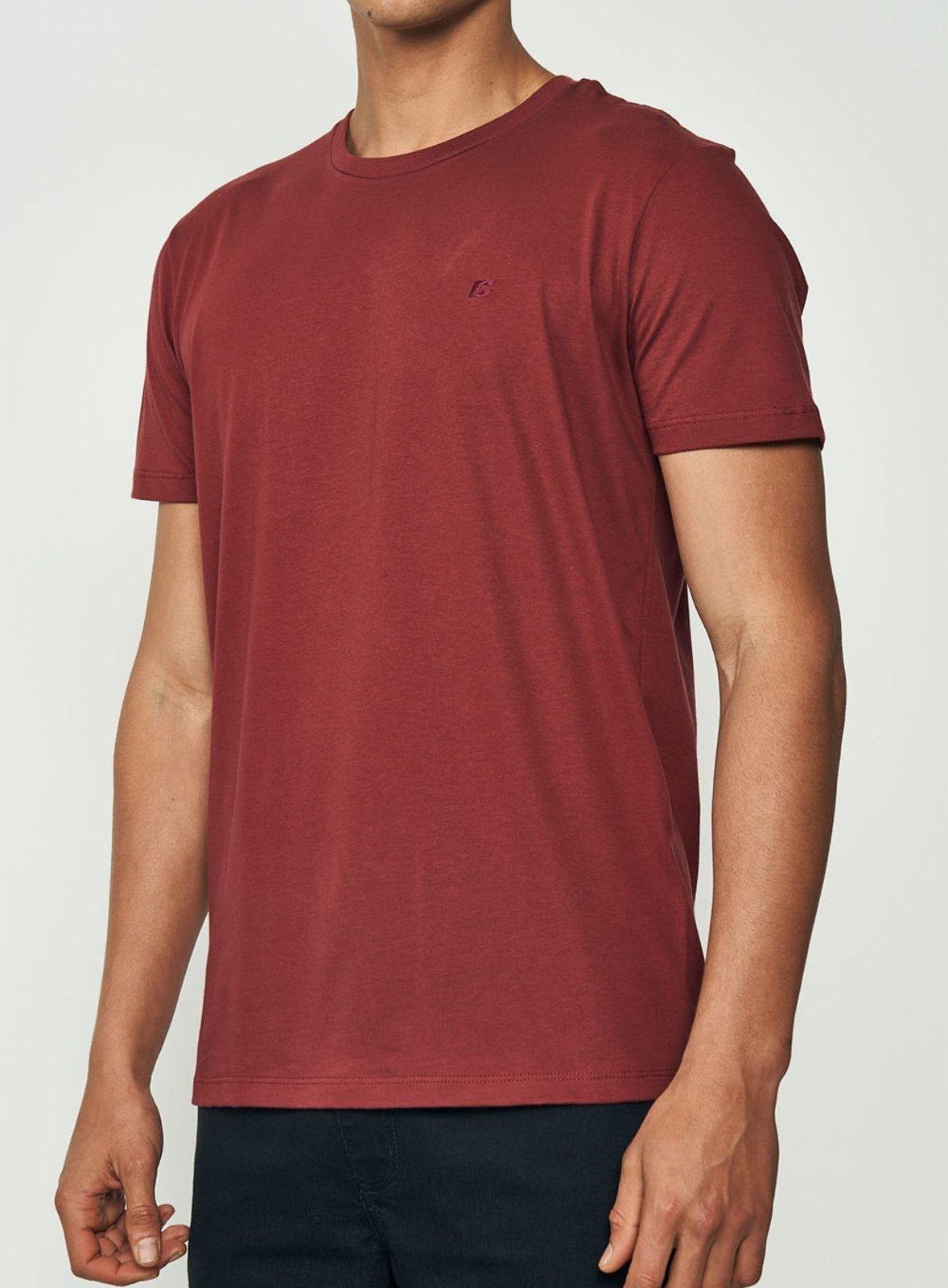Camiseta Slim Pima Com Bordado Colcci Bordo Sweet Berry