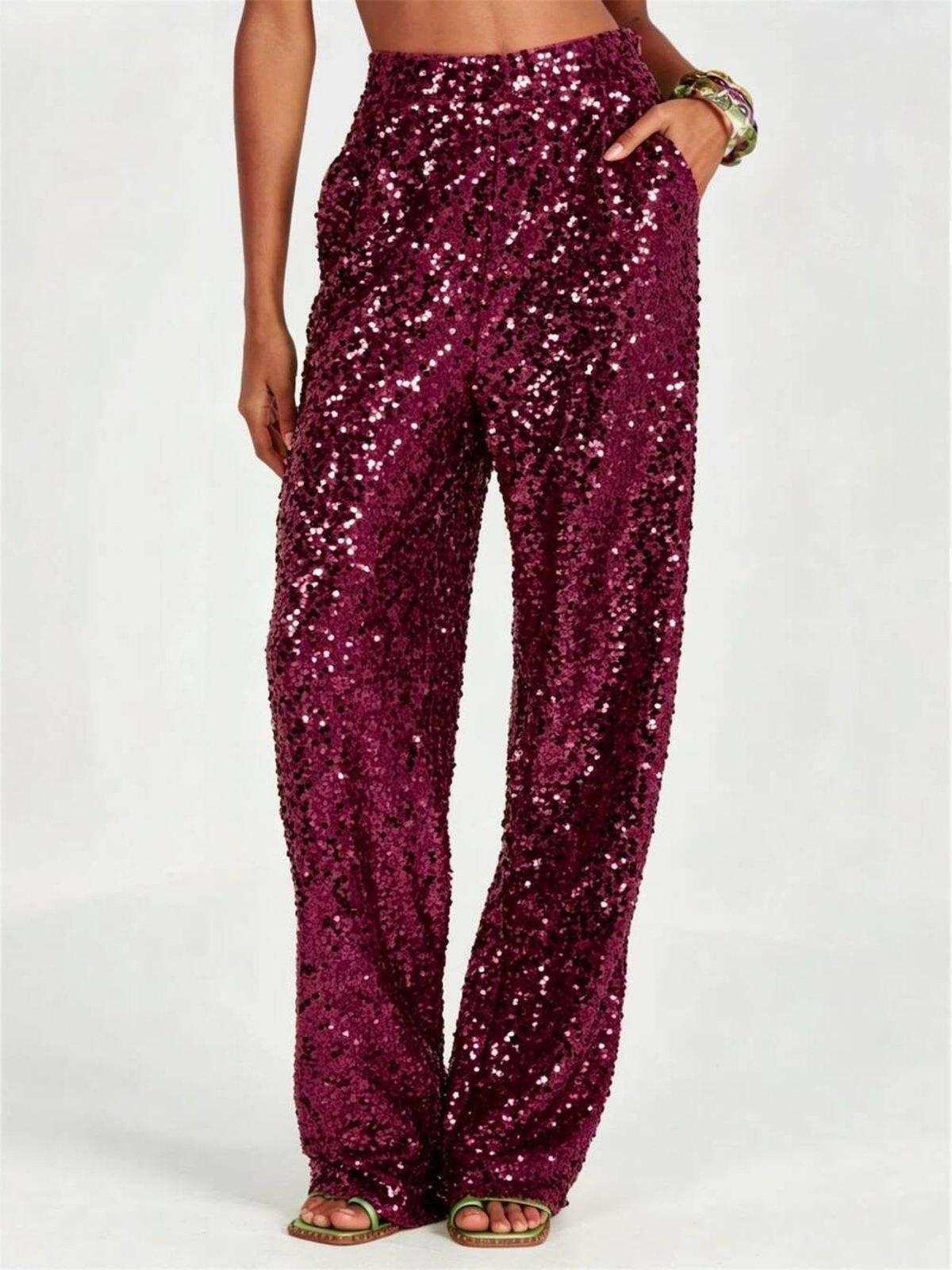 Calça Pantalona Wide Paetê Colcci Rosa