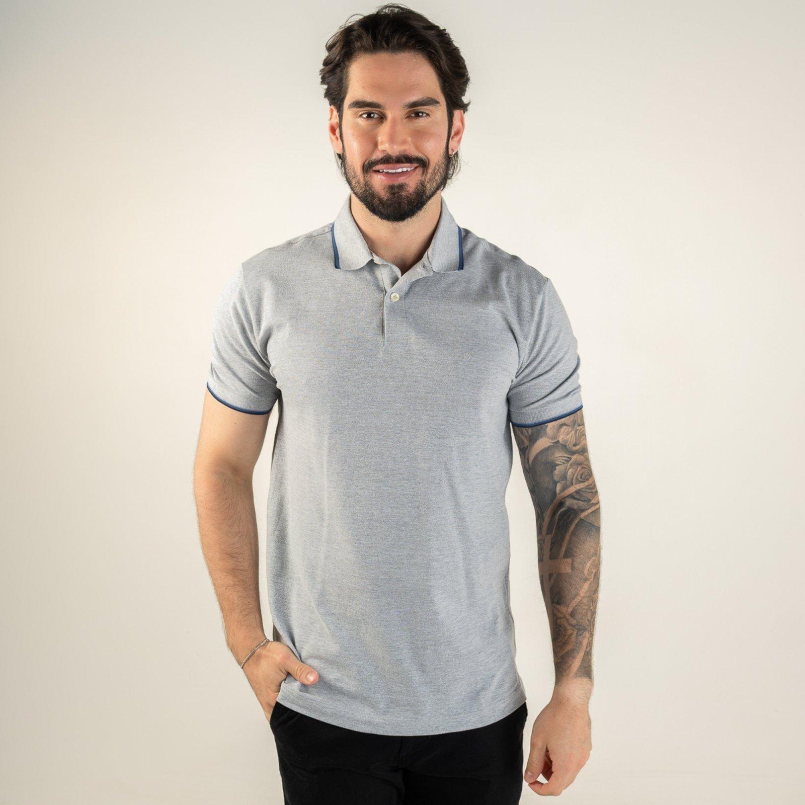 Camisa Polo Aramis 4 Frisos Cinza
