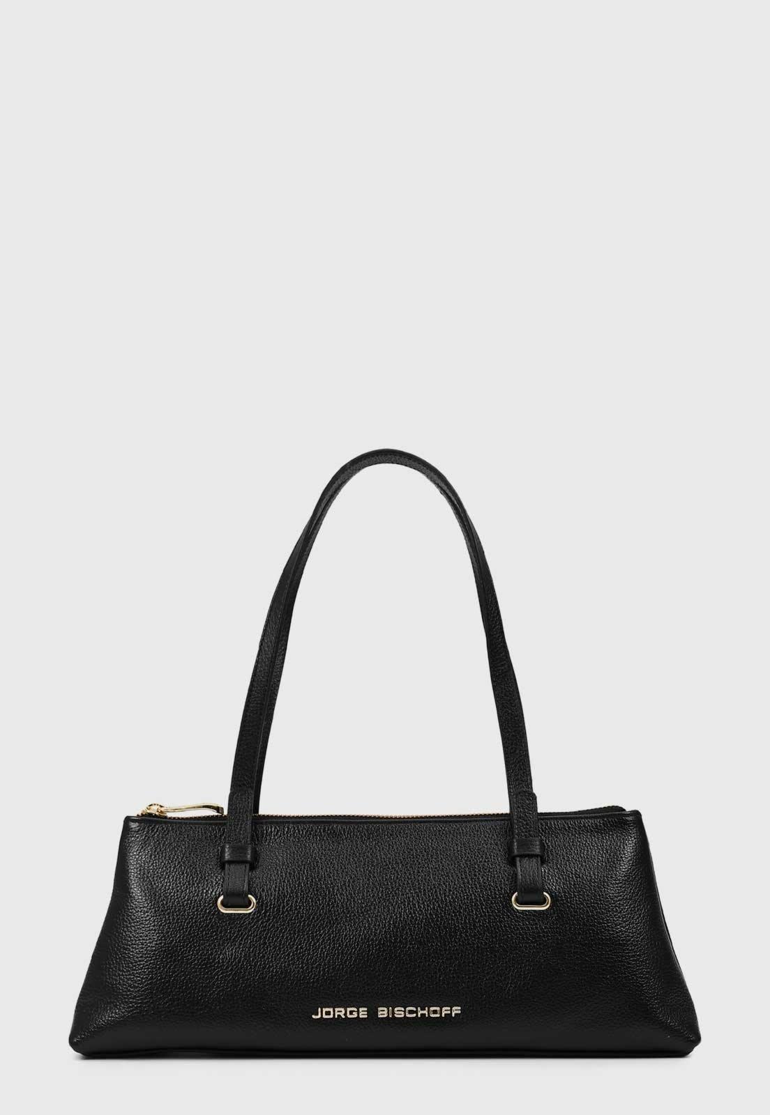 Bolsa Feminina Jorge Bischoff Couro Texturizado Preta