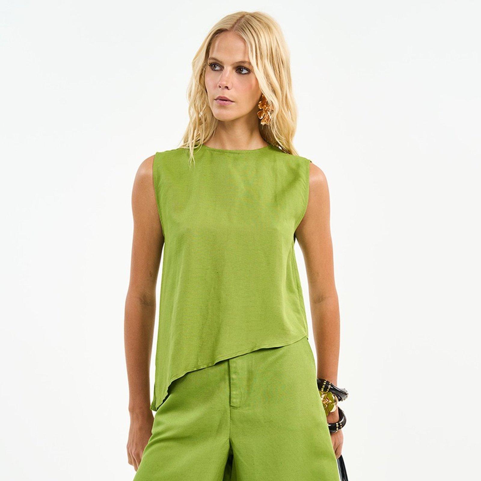 Blusa Colcci Linho Pr27 Verde Feminino
