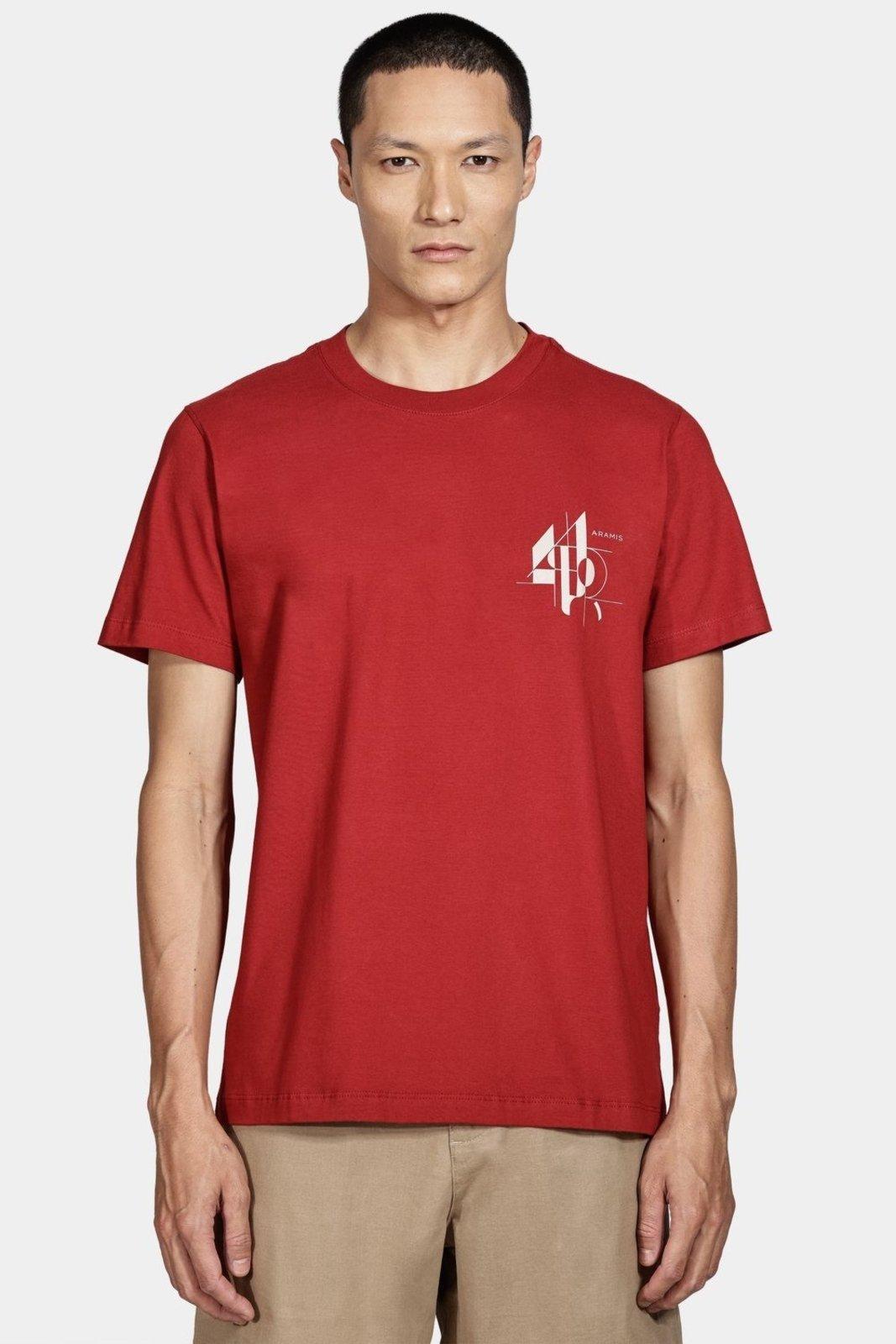 Camiseta Aramis Manga Curta Linhas Geométricas Vermelho