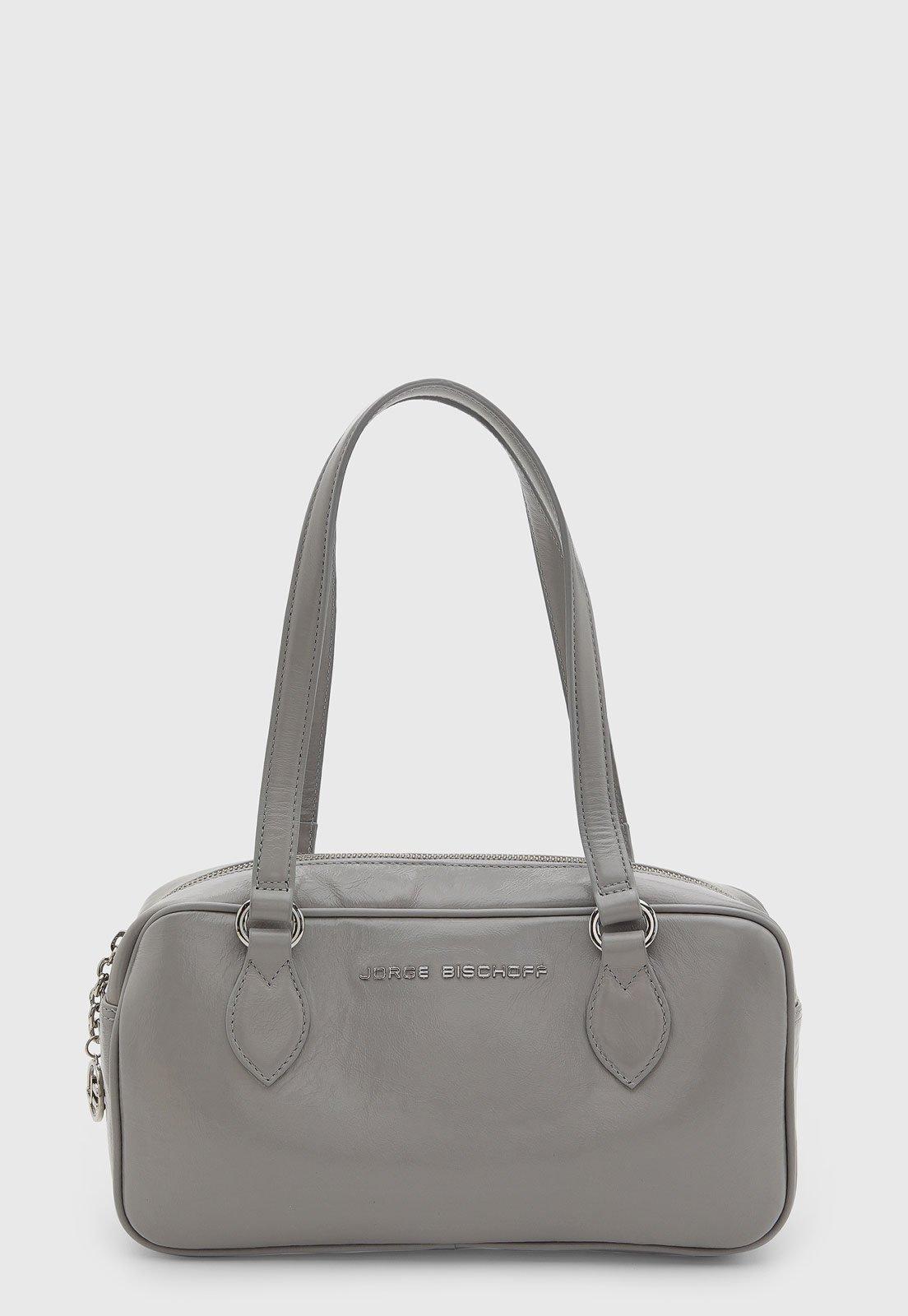 Bolsa Feminina Jorge Bischoff Couro Média Cinza