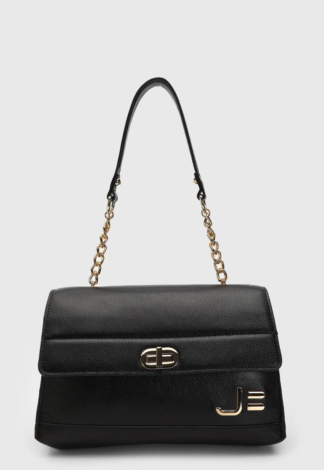 Bolsa Tiracolo Feminina Jorge Bischoff Alça Metal Preta