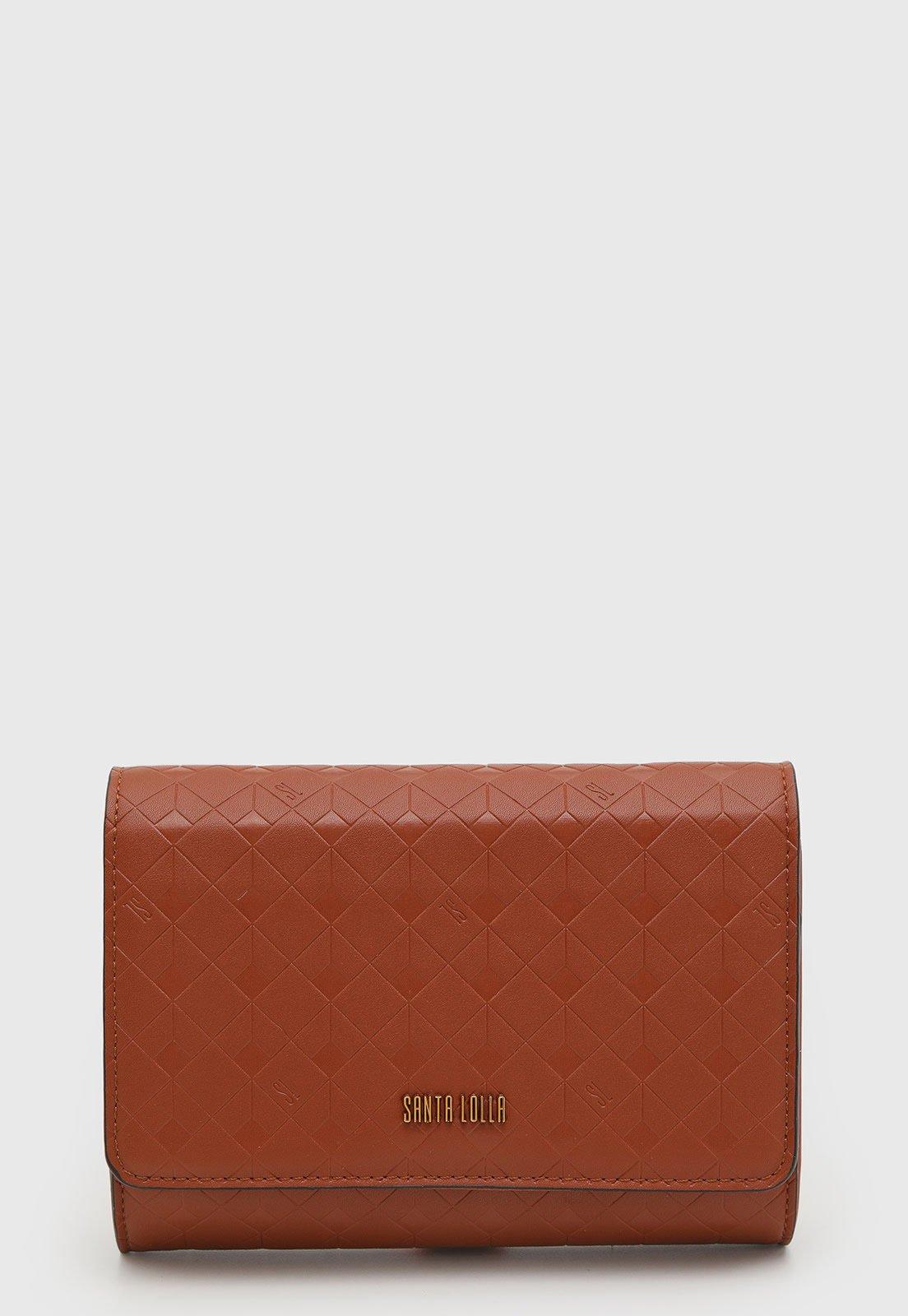 Bolsa Santa Lolla Texturizada Fechamento Aba Caramelo