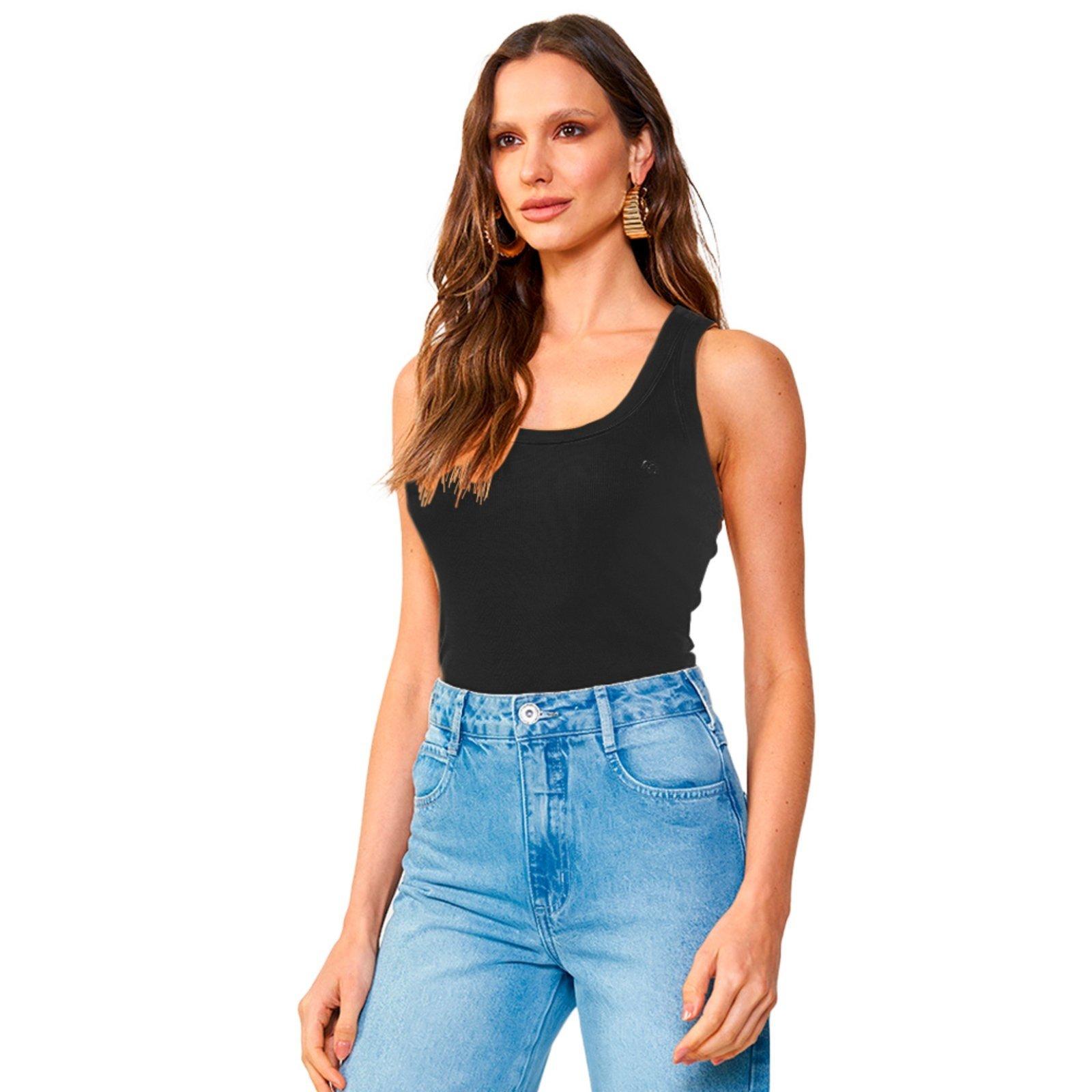 Regata Colcci Malha In24 Preto Feminino