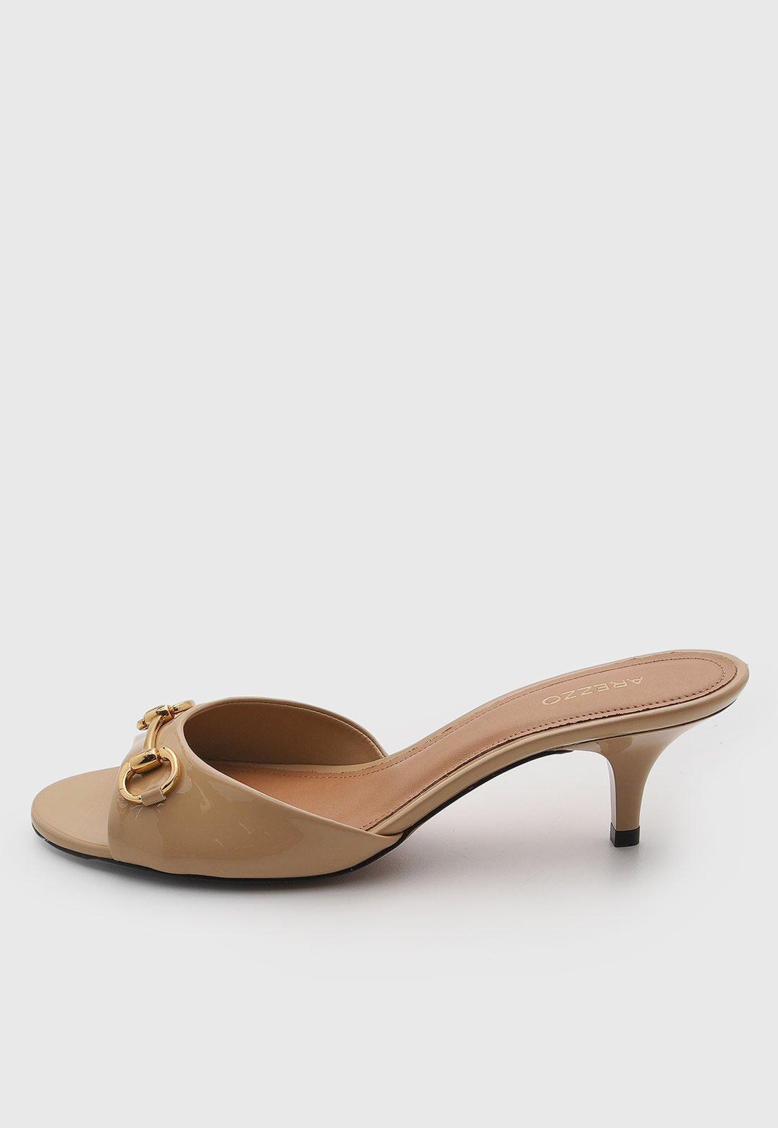 Sandália Feminina Arezzo Detalhe Dourado Nude