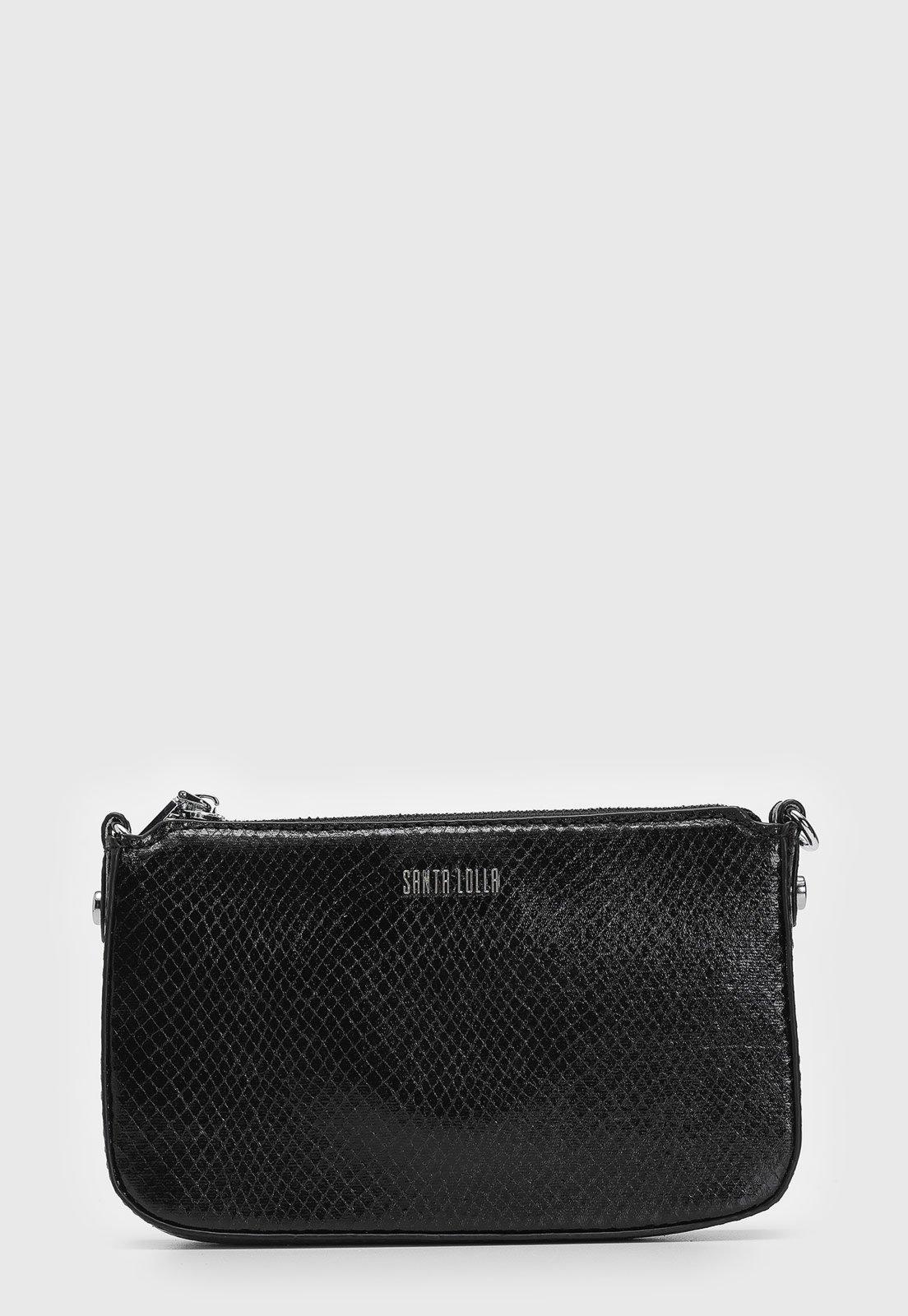 Bolsa Transversal Santa Lolla Texturizado Preta