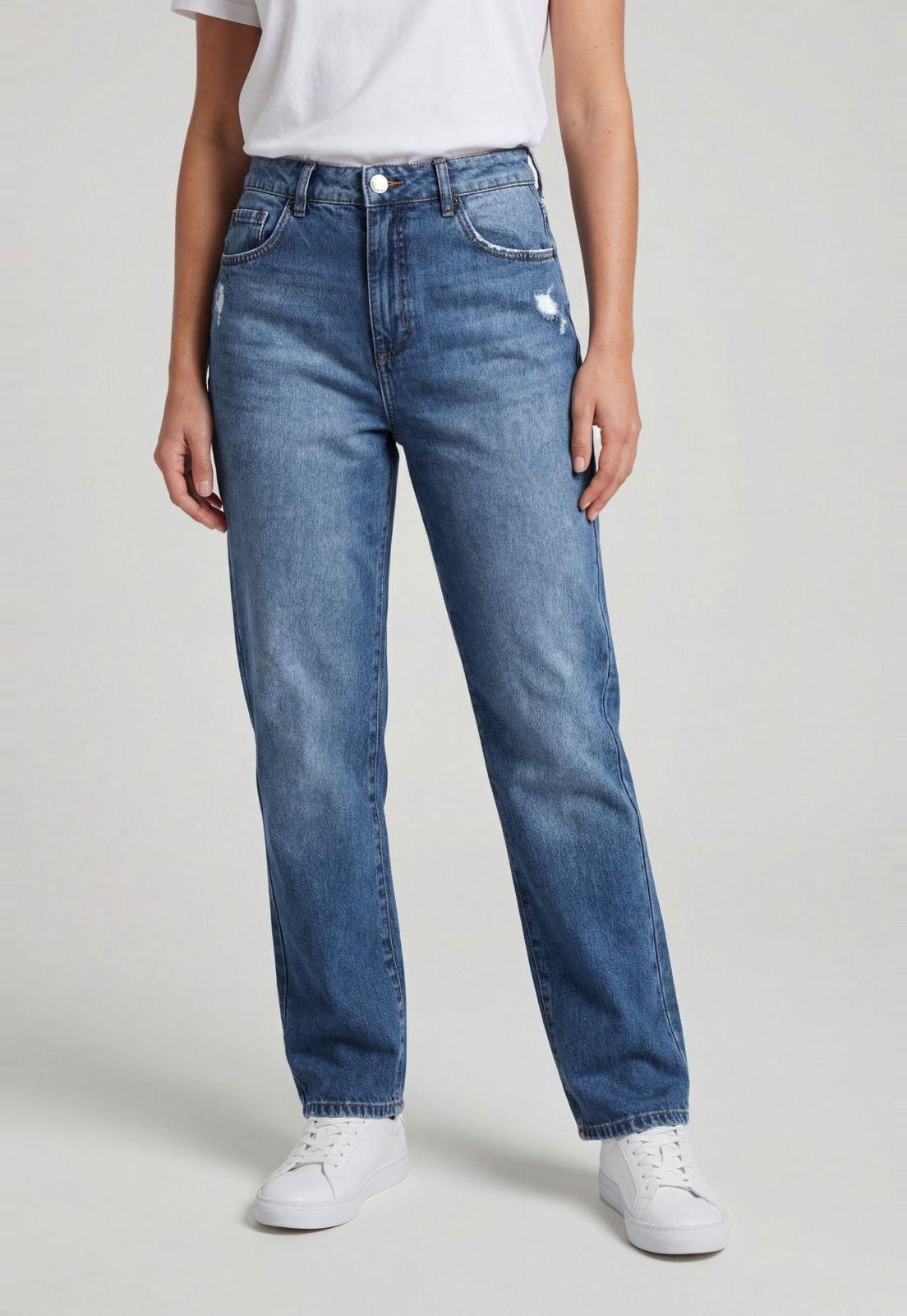 Calça Feminina Colcci Reta Cintura Alta Azul