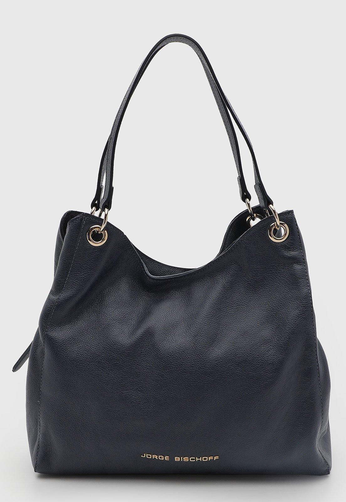 Bolsa Feminina Jorge Bischoff Couro Azul-Marinho