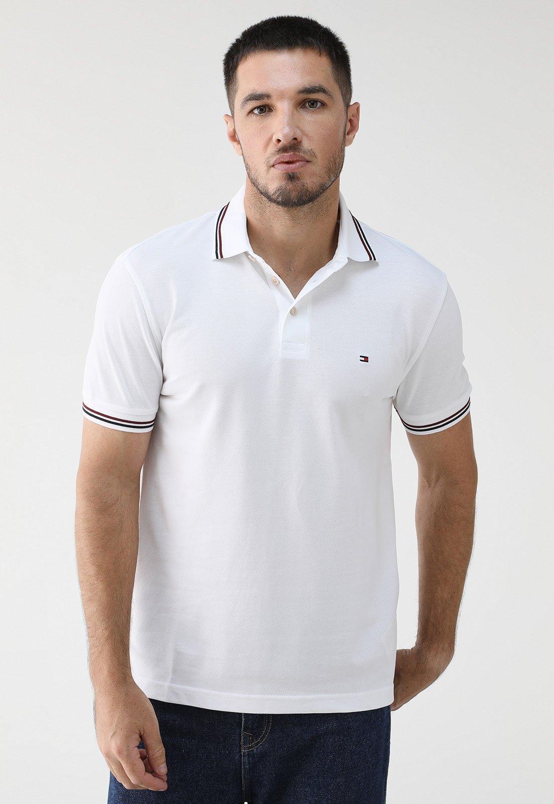 Camisa Polo Tommy Hilfiger Slim Logo Branca