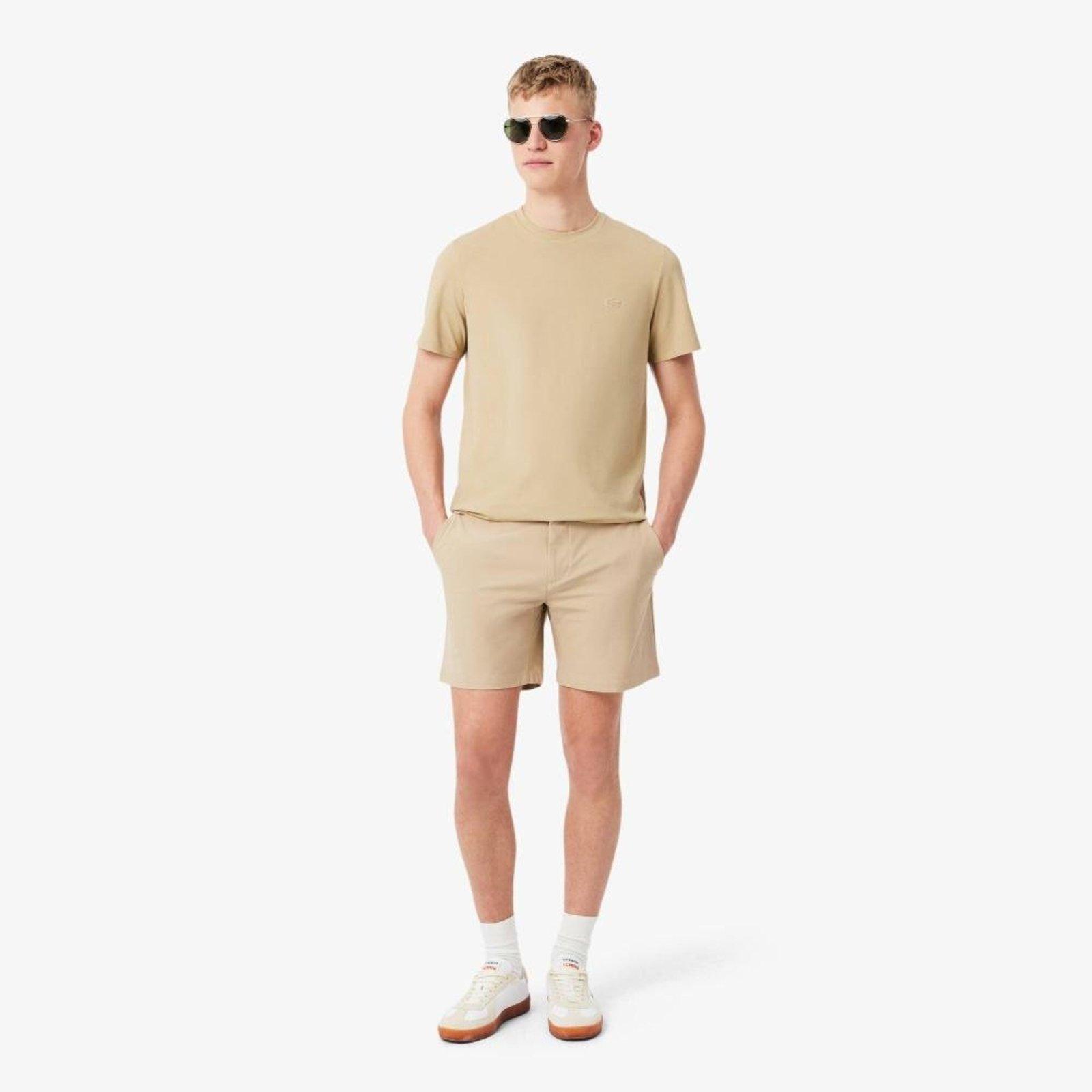 Bermuda de modelagem ajustada em malha stretch Bege