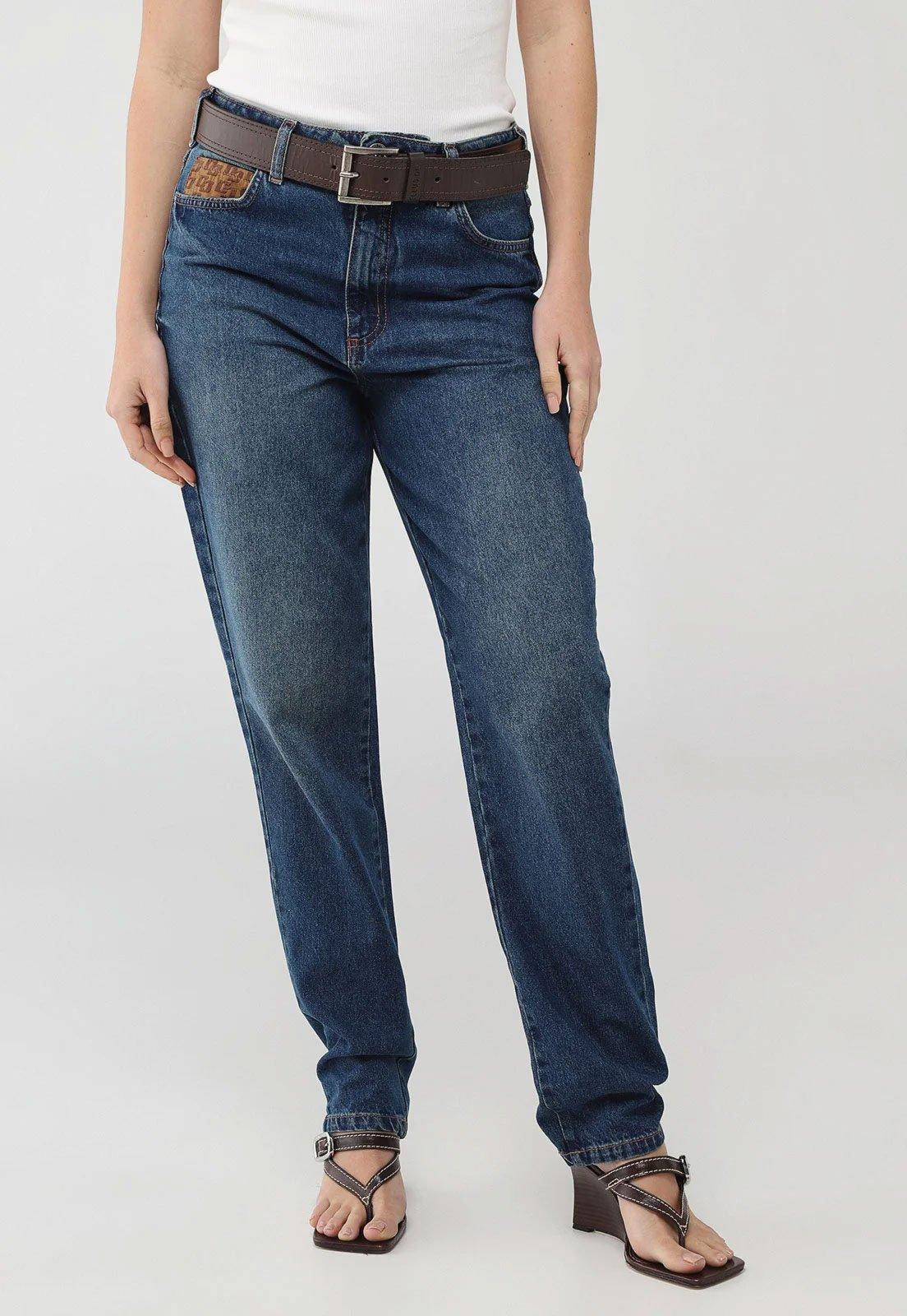 Calça Jeans Feminina Colcci Mom Cintura Alta Azul Médio