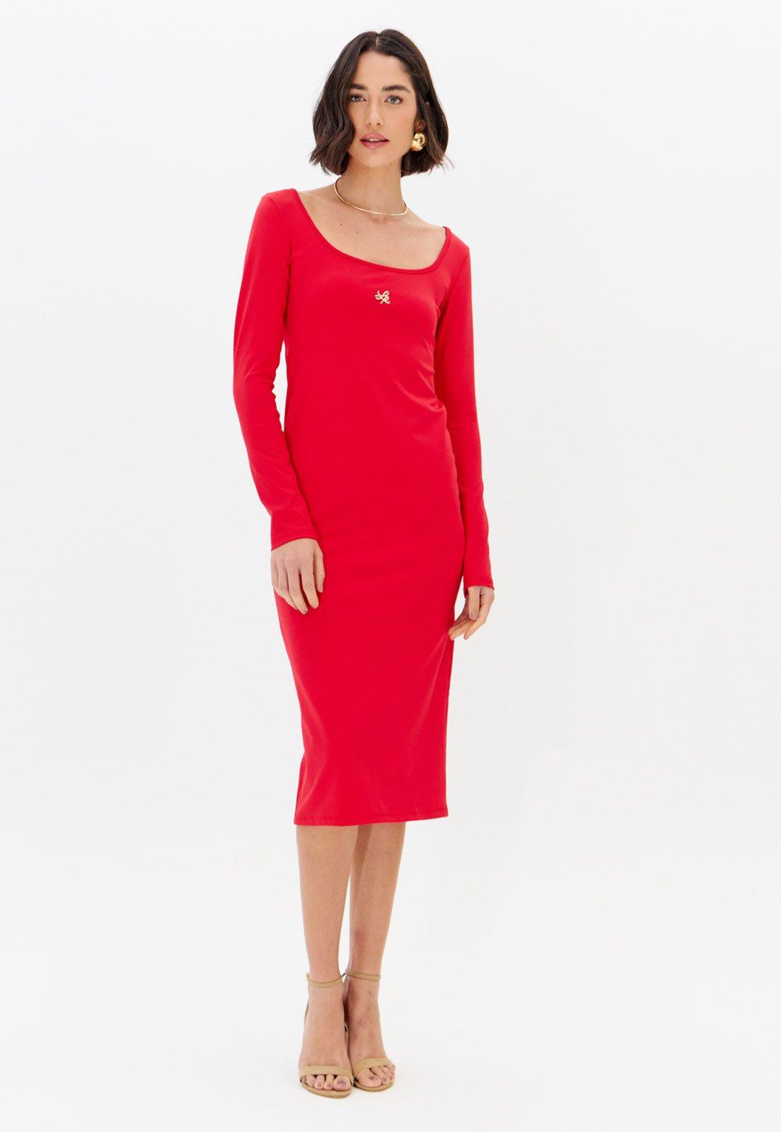 Vestido Feminino Lança Perfume Manga Longa Vermelho