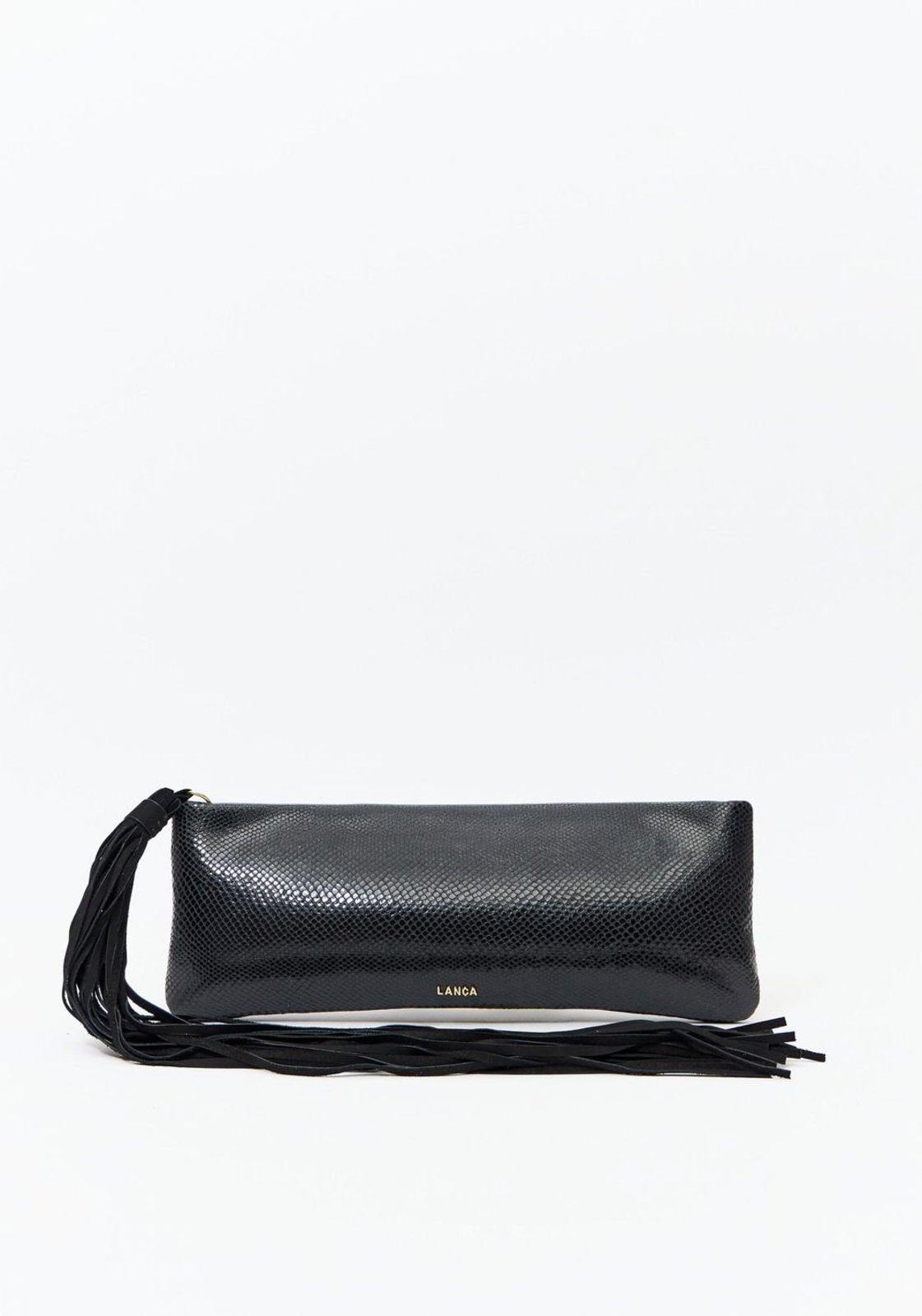 Bolsa Clutch Couro Enfeite Barbicacho Lança Perfume