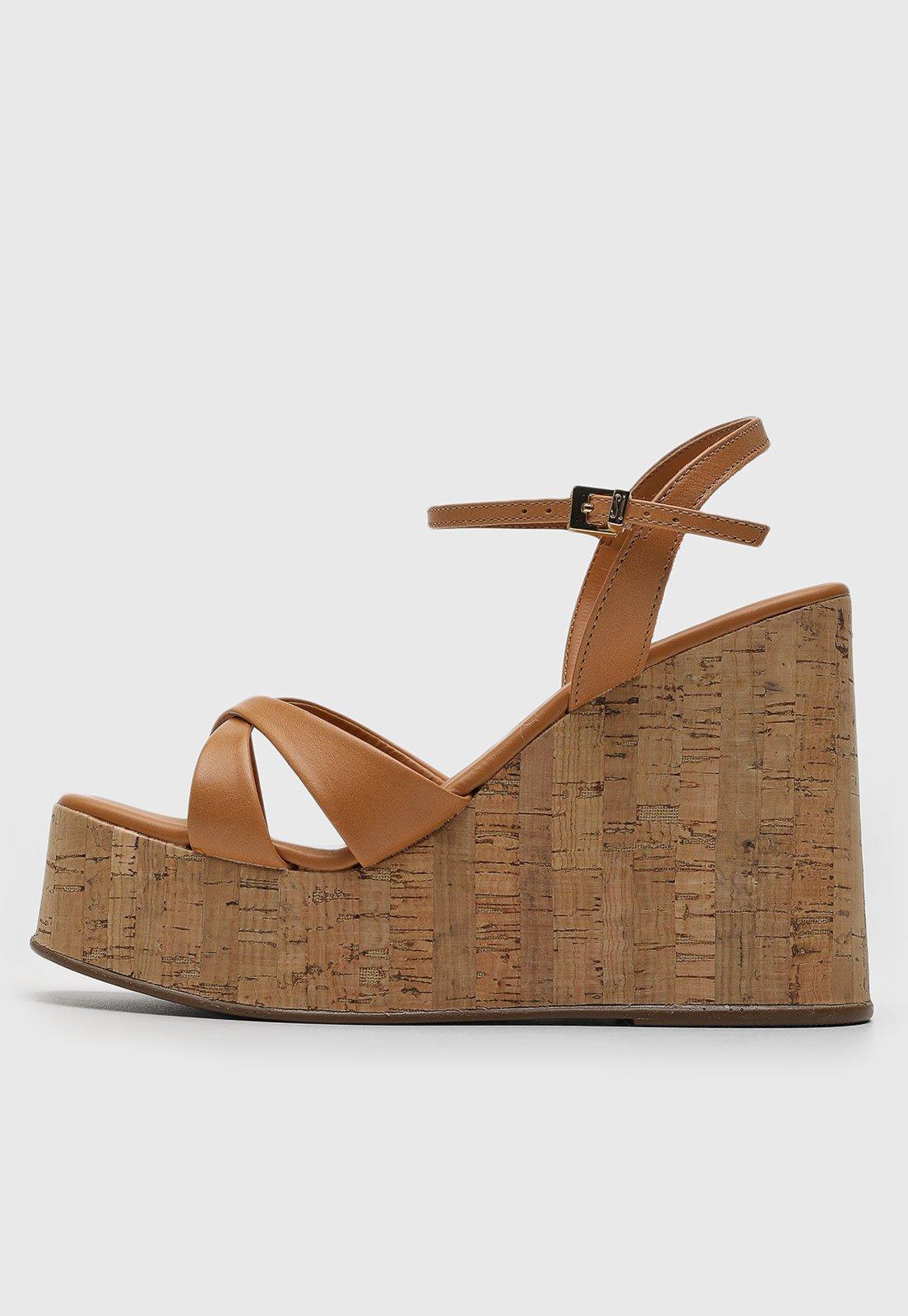 Sandália Feminina Santa Lolla Plataforma Anabela Caramelo